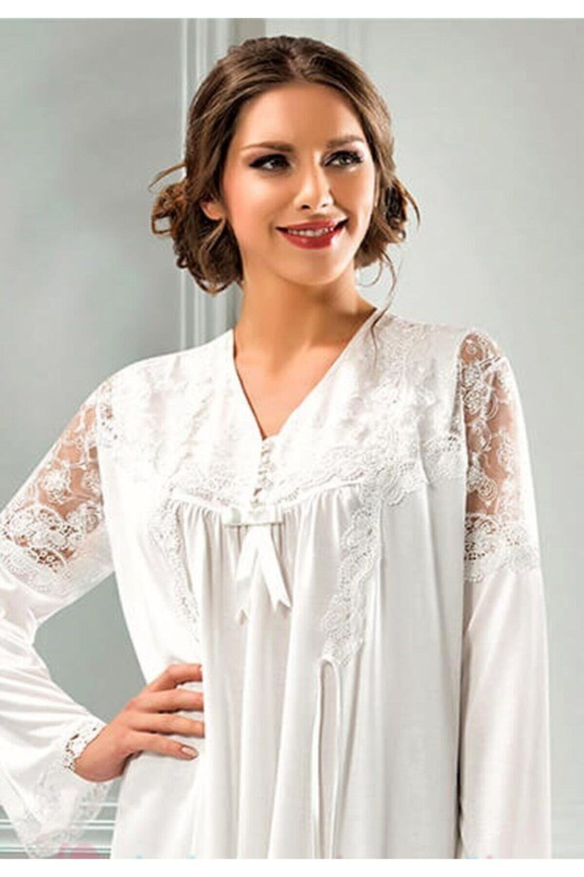 Xses Dantel Detay Modal Lohusa Gecelik Sabahlik Takimi 2360