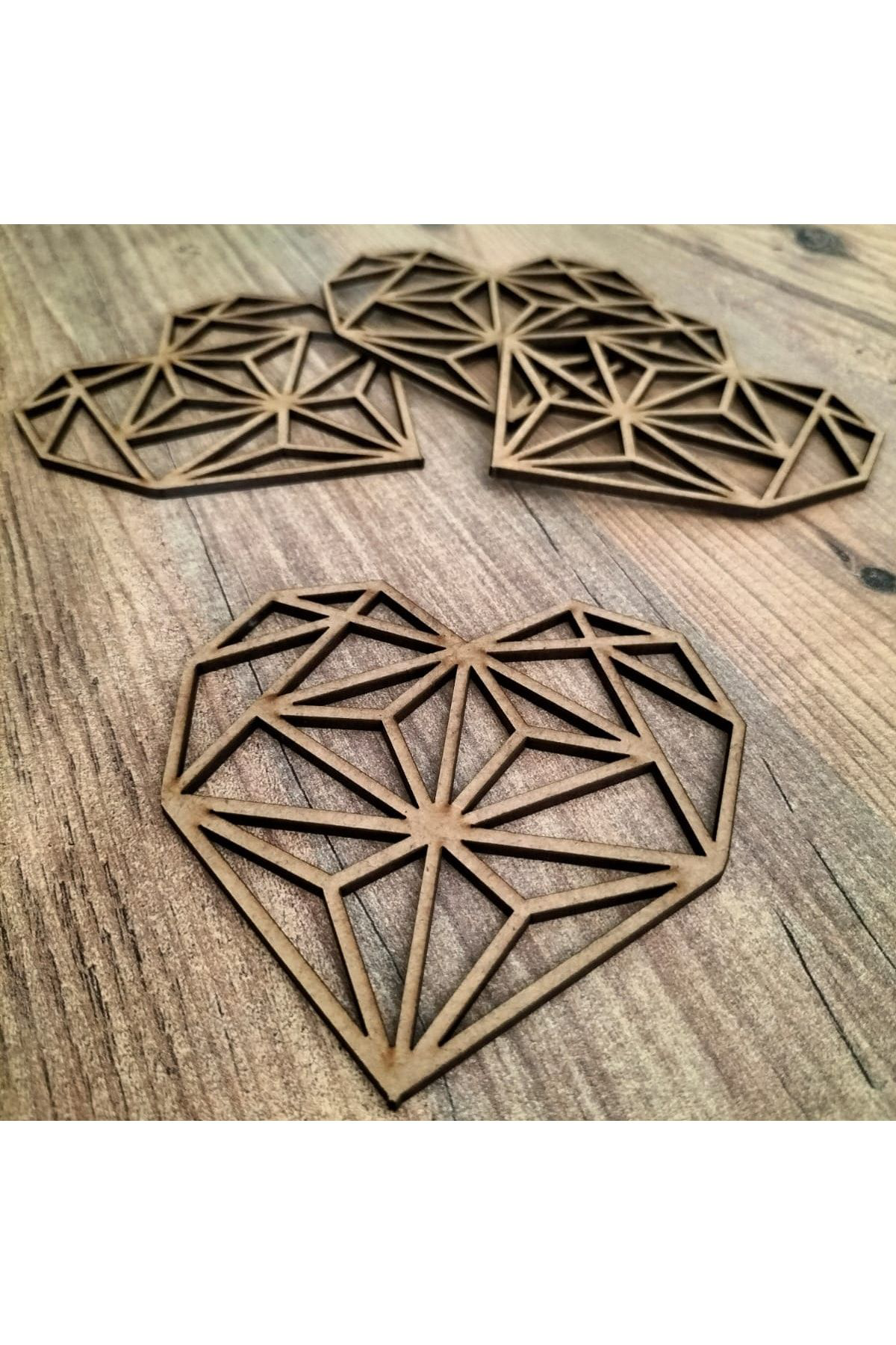 Leylaser Dekoratif Kalpli Ham Ahşap Sunumluk Bardak Altliği 10X10cm 4 Adet
