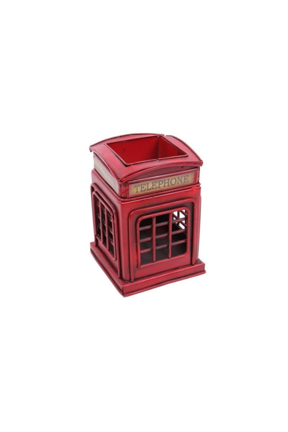 Zs Demir Dekoratif Metal Londra Telefon Kulübesi Kalemlik Vintage Hediyeli