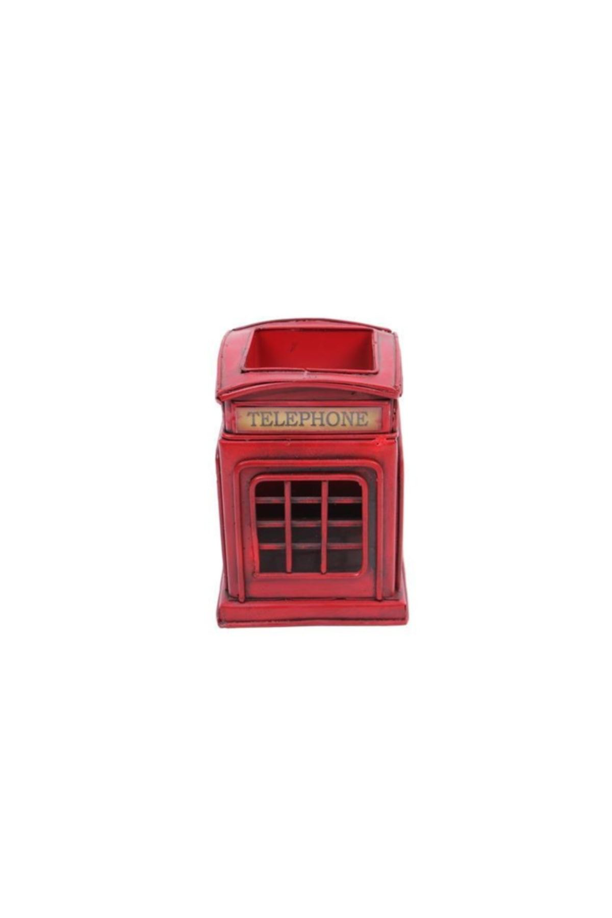 Zs Demir Dekoratif Metal Londra Telefon Kulübesi Kalemlik Vintage Hediyeli