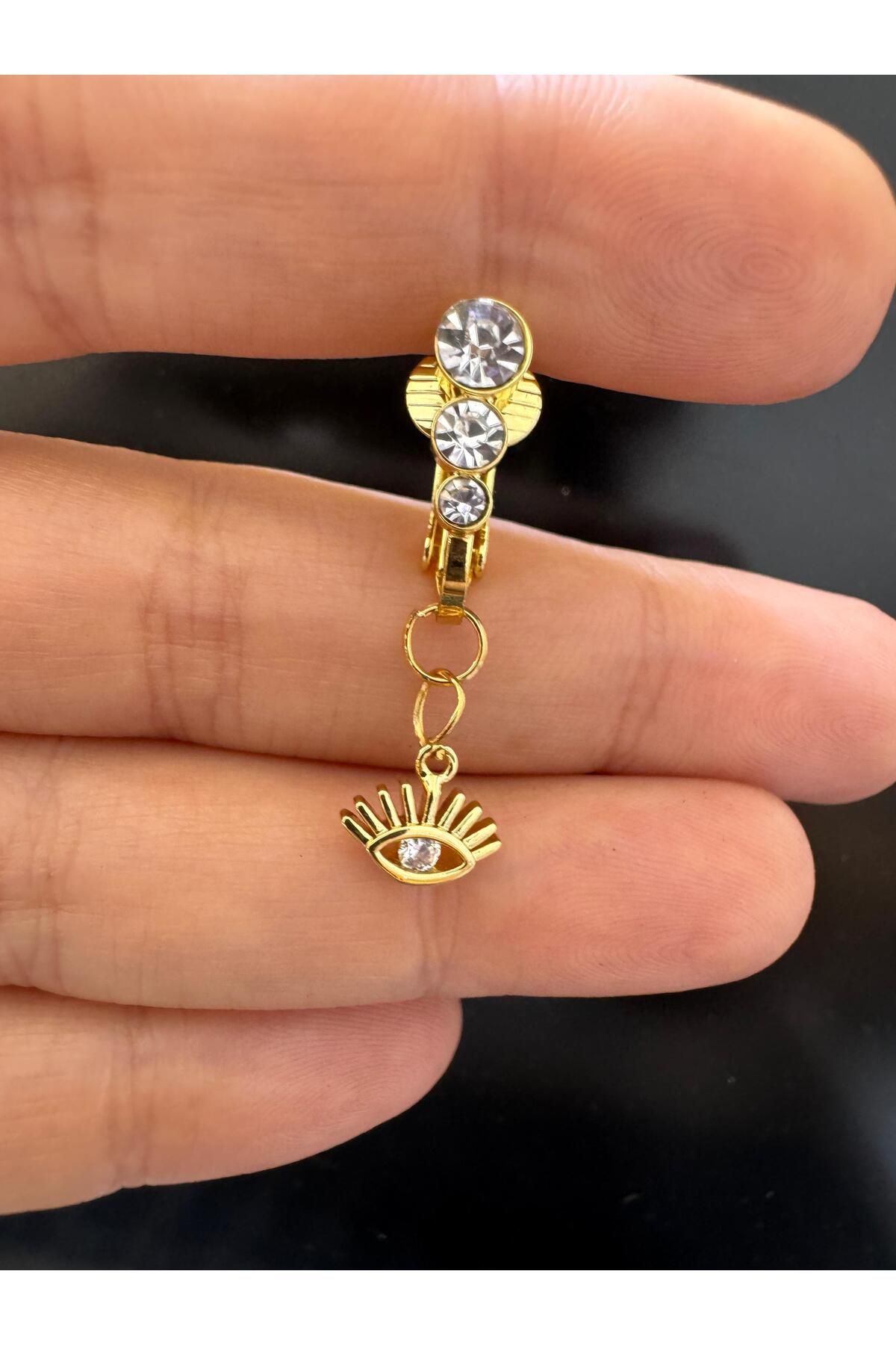 Arescollection Deliksiz ( Delik Gerektirmeyen) Klipsli Sikiştirmali Göbek Pierci