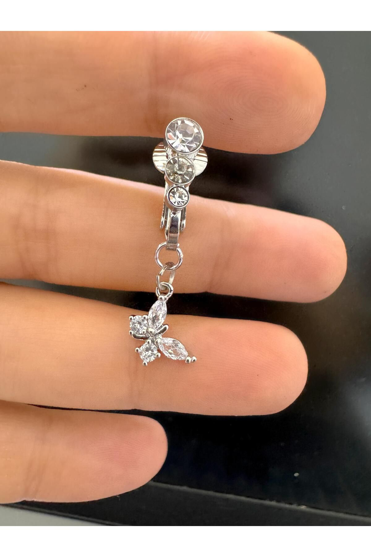 Arescollection Deliksiz ( Delik Gerektirmeyen) Klipsli Sikiştirmali Göbek Pierci