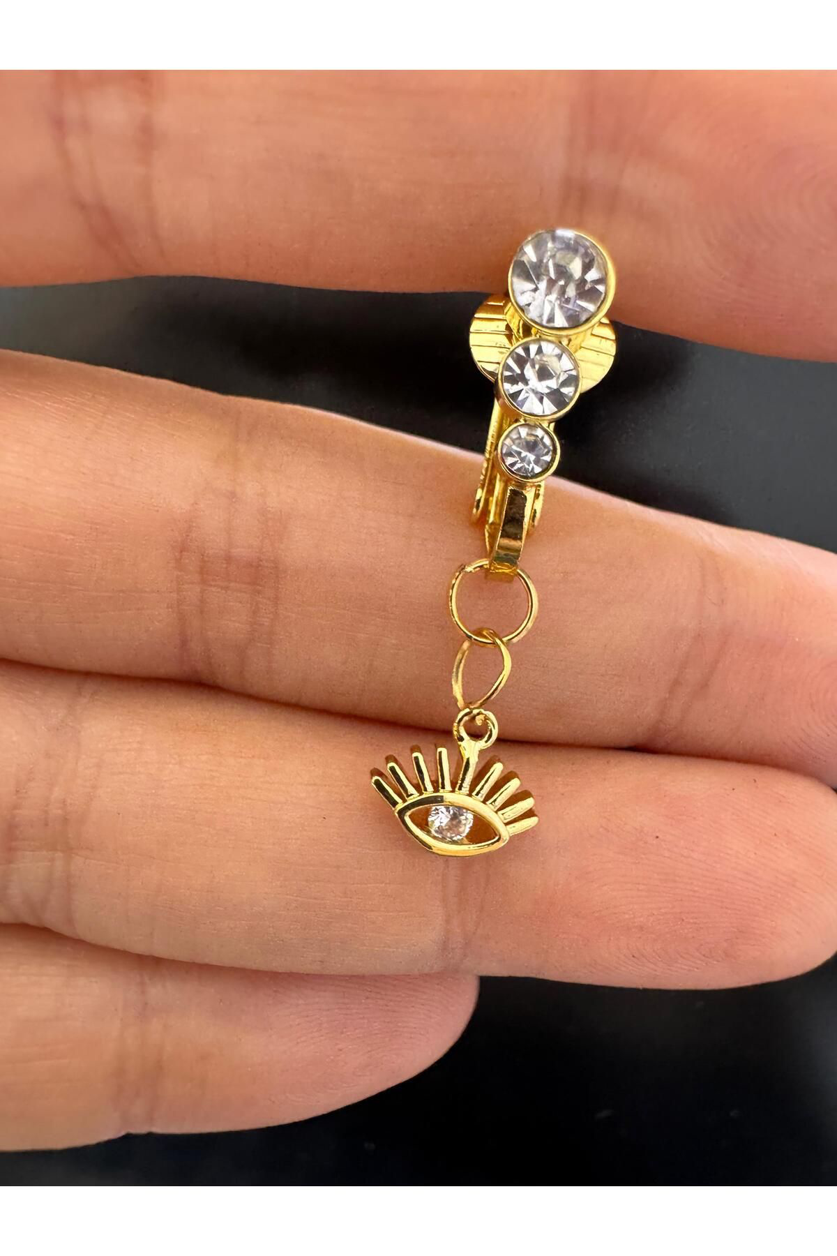 Arescollection Deliksiz ( Delik Gerektirmeyen) Klipsli Sikiştirmali Göbek Pierci