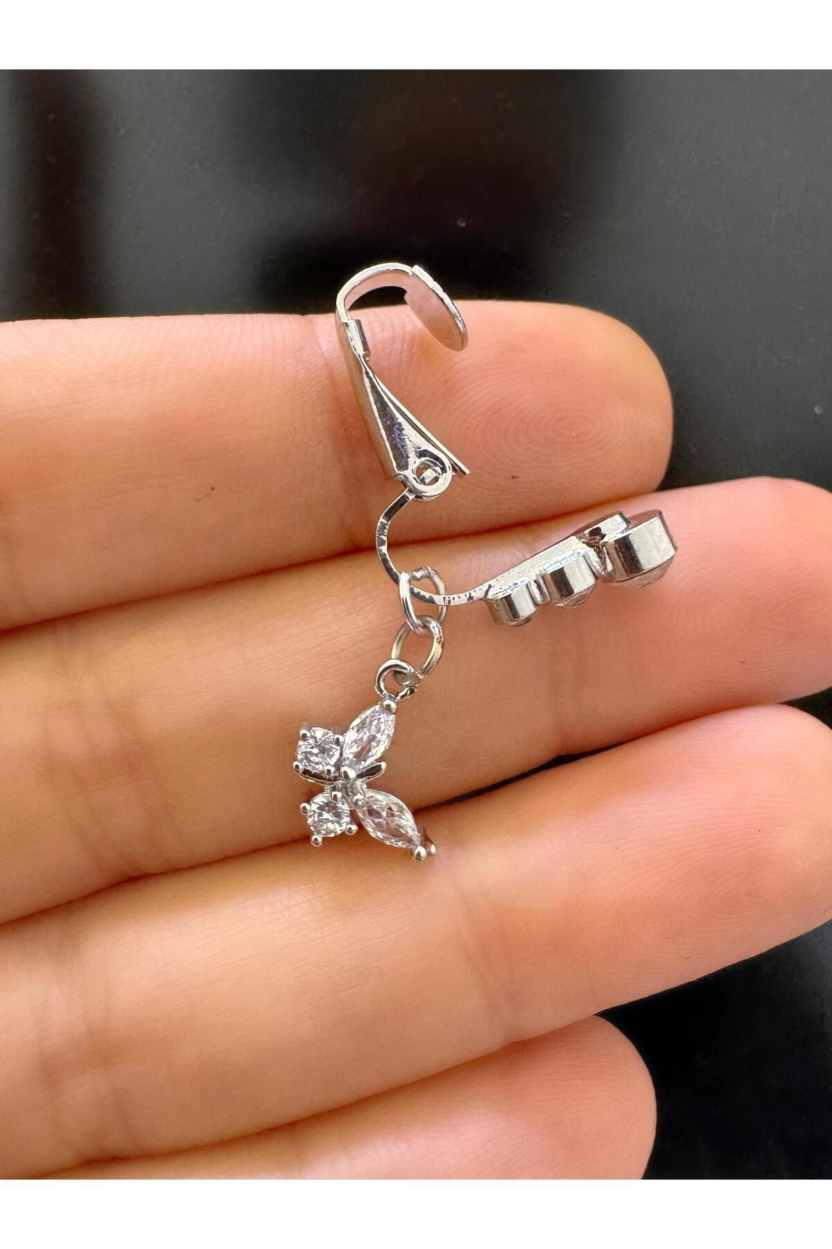 Arescollection Deliksiz ( Delik Gerektirmeyen) Klipsli Sikiştirmali Göbek Pierci