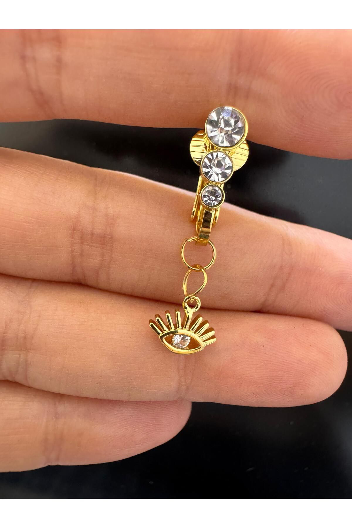 Arescollection Deliksiz ( Delik Gerektirmeyen) Klipsli Sikiştirmali Göbek Pierci
