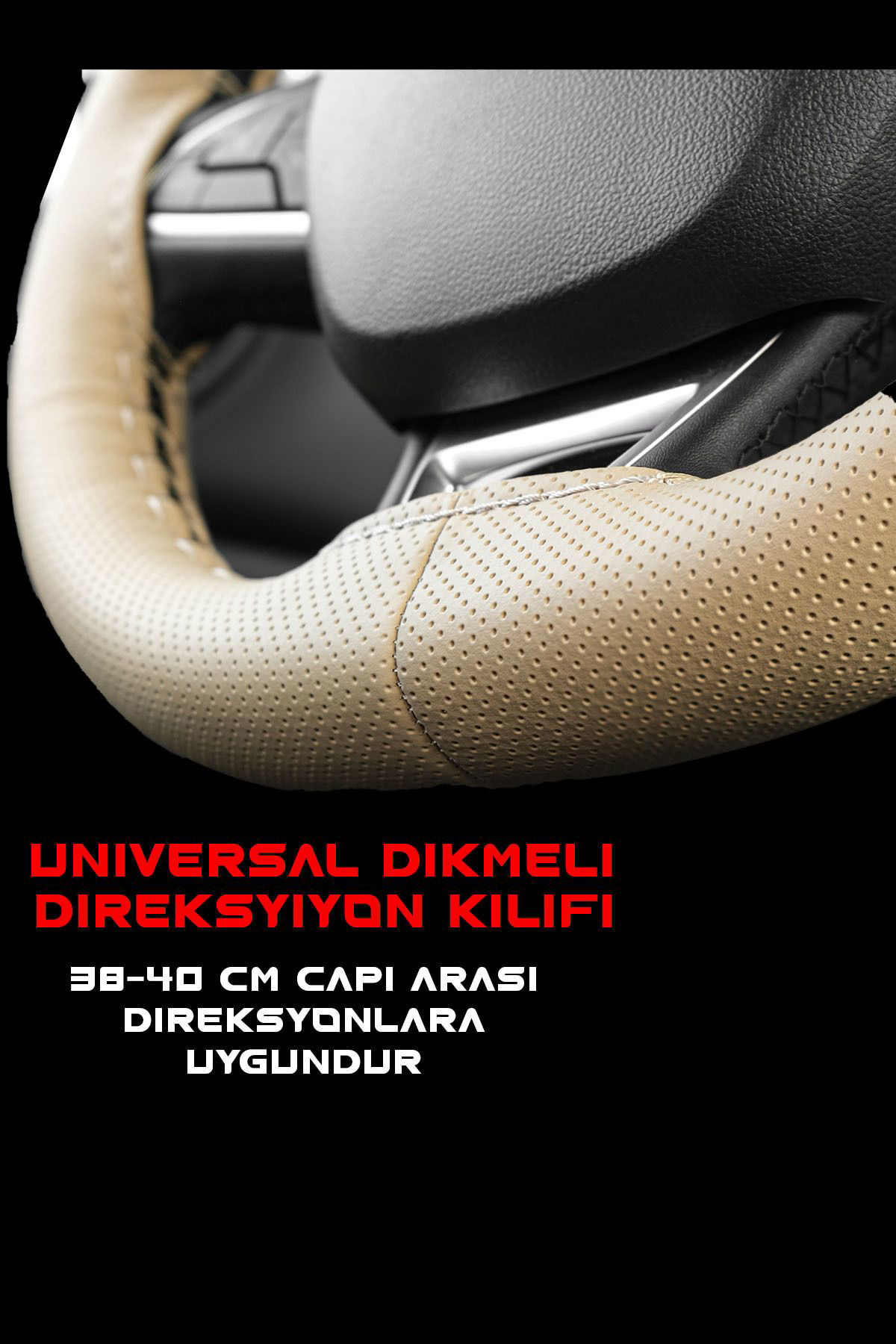Deri Direksiyon Kılıfı Sarmalı Dikmeli Kokusuz Kılıf