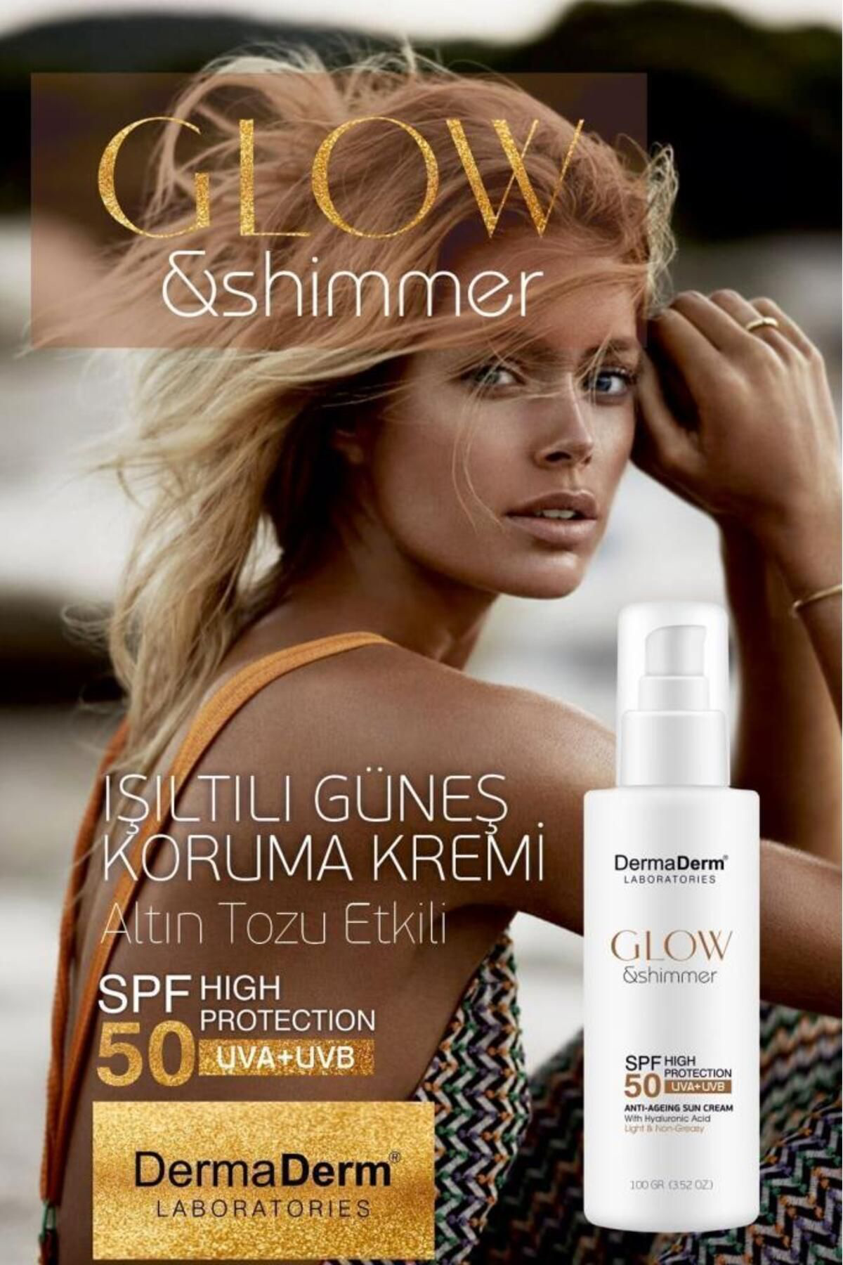 Dermaderm Laboratories Dermaderm Glow Ve Shimmer Simli Güneş Kremi Spf 50 100 Gr