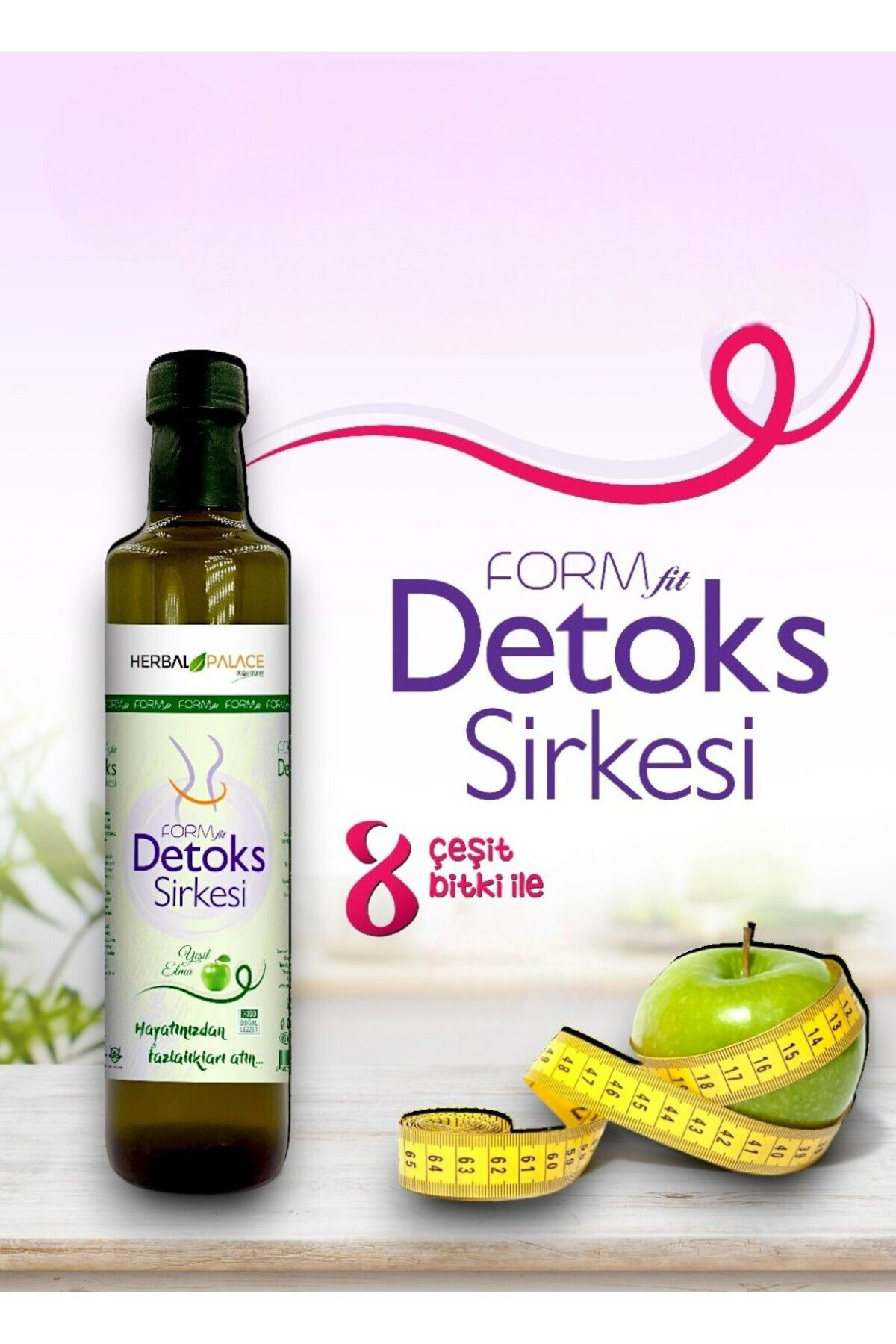 Herbal Palace Detox Sirkesi Yeşil Elma Aromali Formfit 500 Ml * 2 Adet