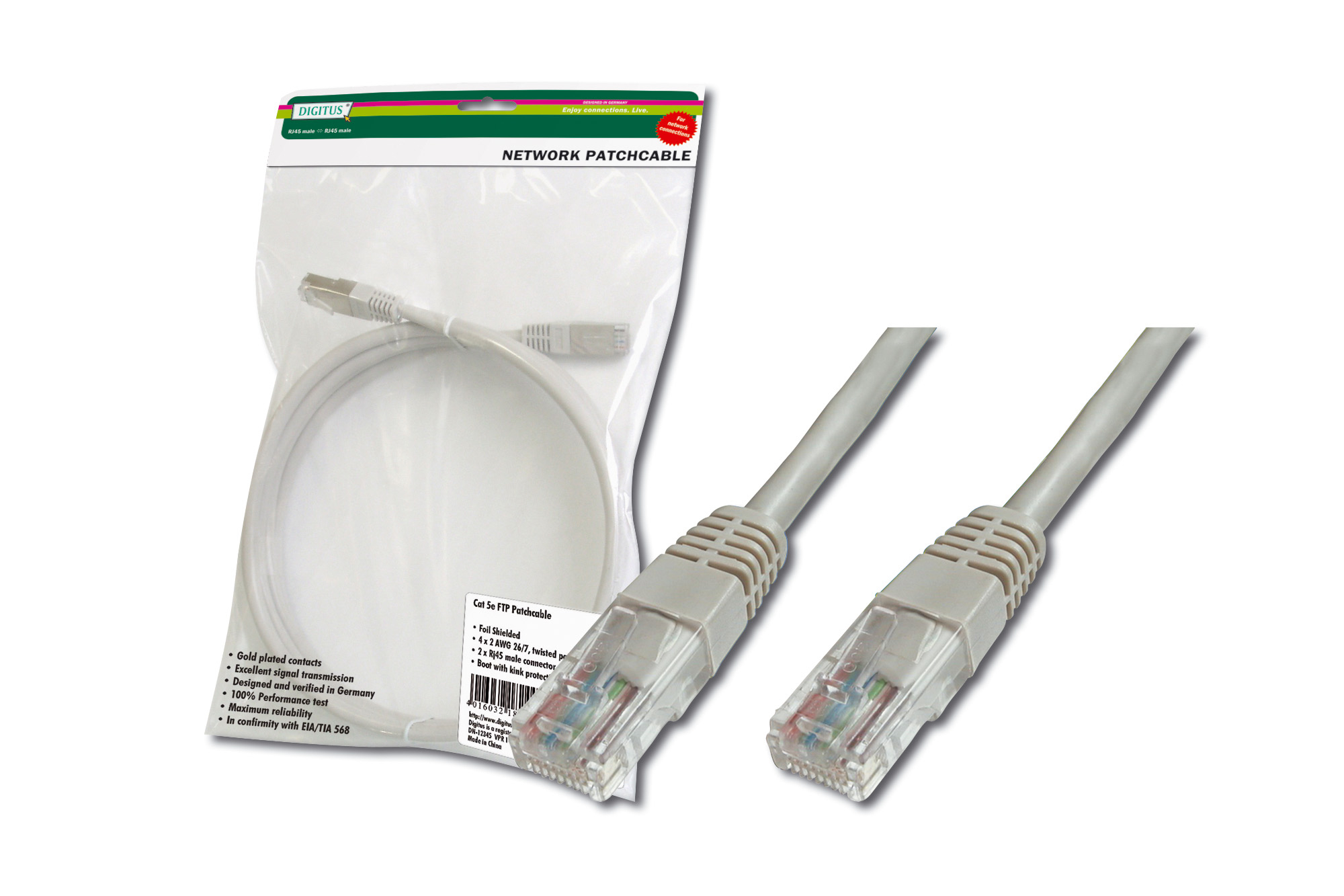 Evimdeyokyok Digitus Patch Kablo, Utp, Cat. 5E, 0.5 Metre, Awg 26/7, Gri Renk,