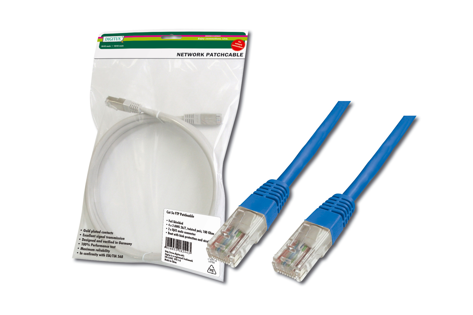 Evimdeyokyok Digitus Patch Kablo, Utp, Cat. 5E, 10 Metre, Awg 26/7, Mavi Renk,
