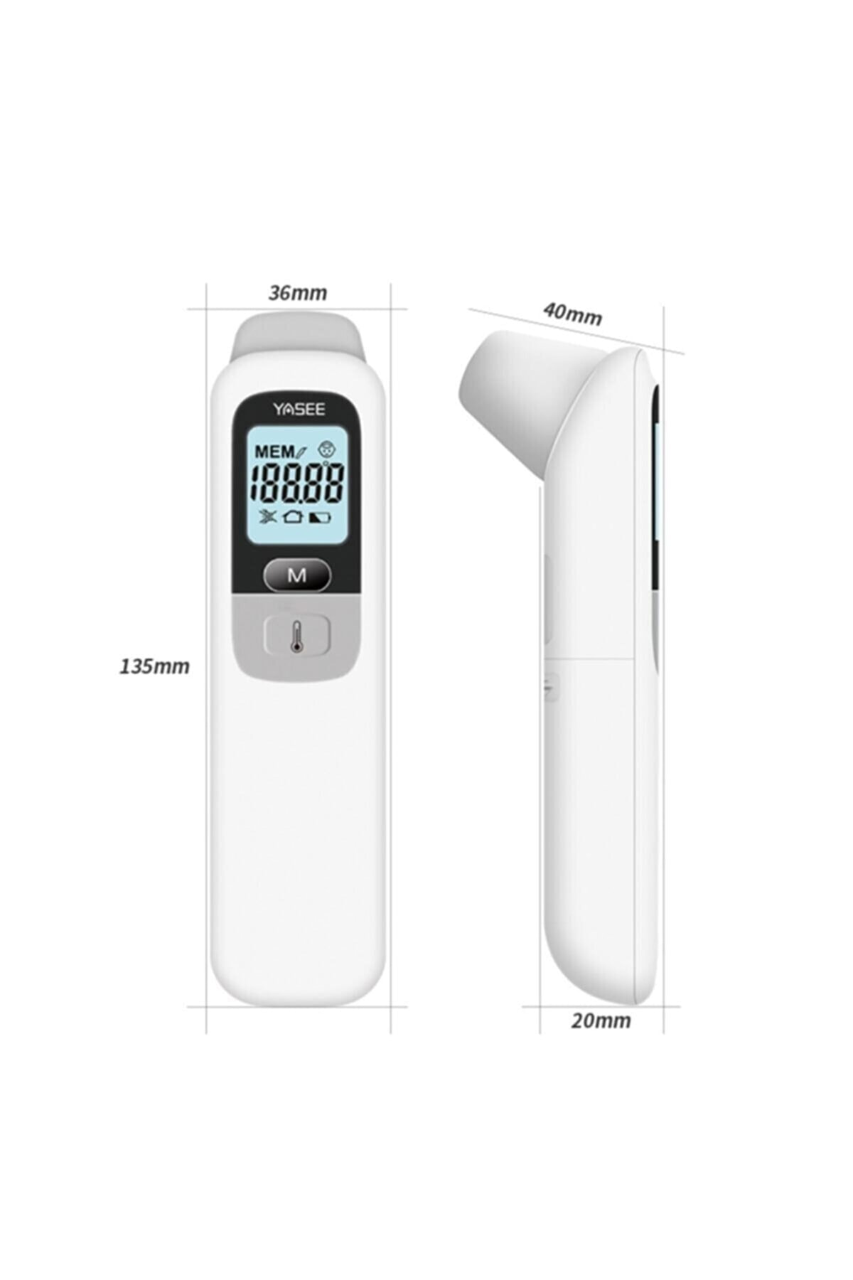 İkon Dijital Yasee Ft-100B Alindan Ölçer Temassiz Ateş Ölçer Beyaz Pil