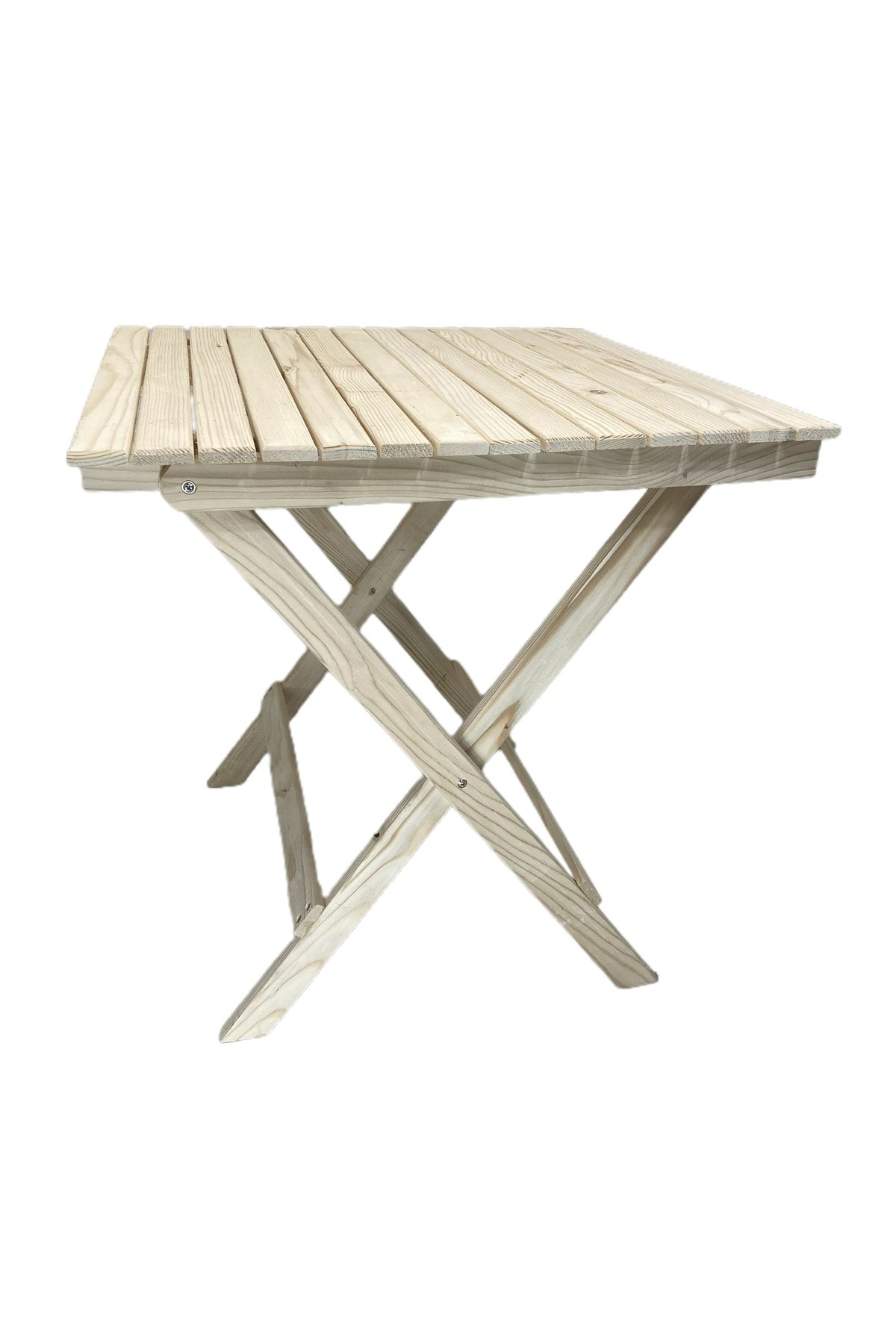 Rusthing Doğal Ahşap 60X60 Cm Katlanir Balkon Teras Piknik Kamp Bahçe Masa