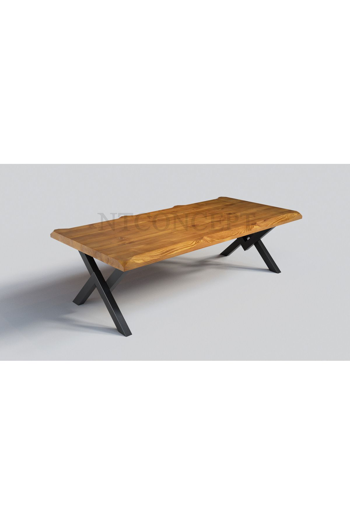 Nt Concept Doğal Ahşap Açik Ceviz V Ayak Sehpa(Boy180cm-En75cm-H44cm)