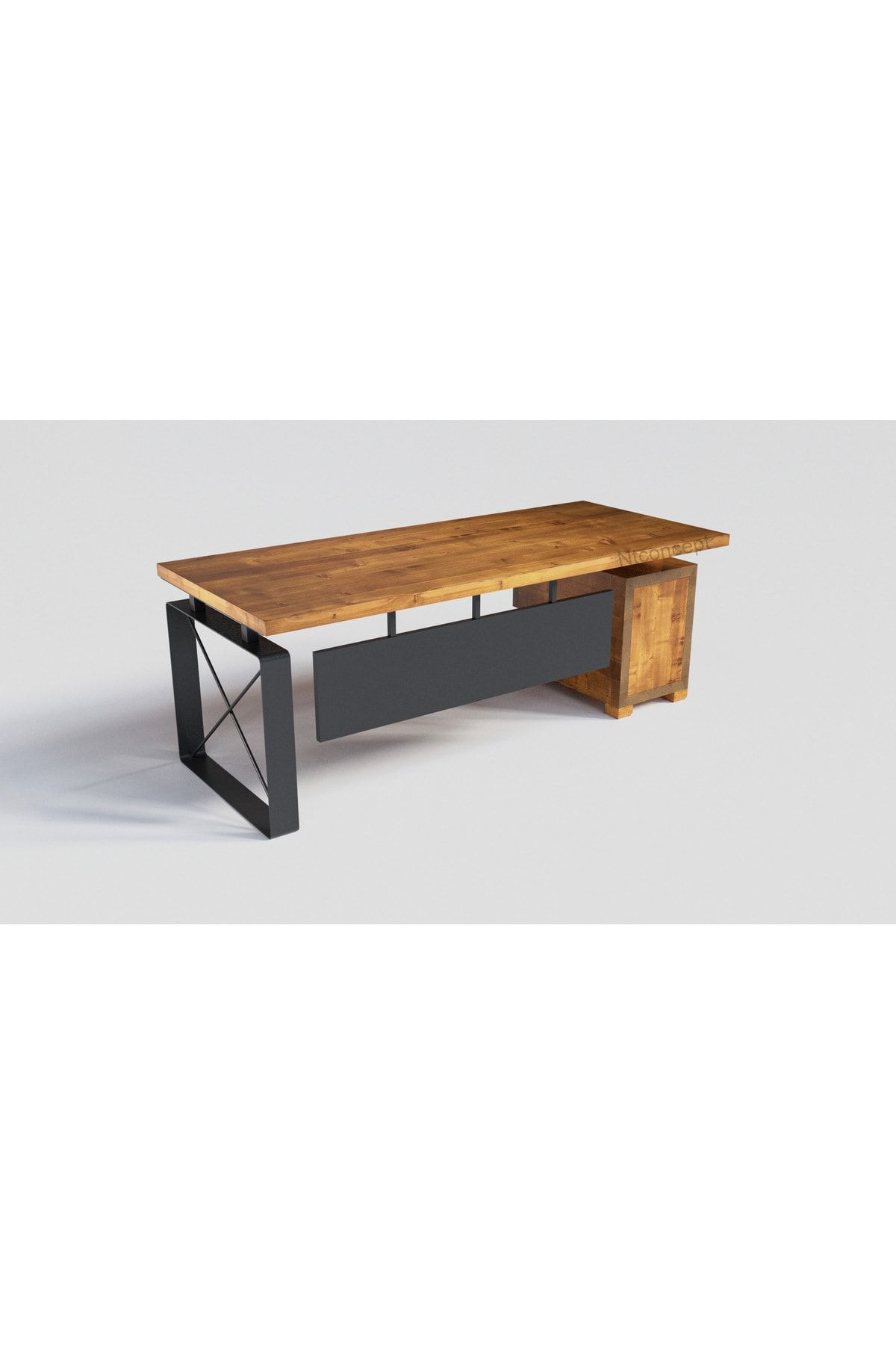 Nt Concept Doğal Ahşap Kesonlu Ofis Masasi(100Cm-240Cm-H76cm)