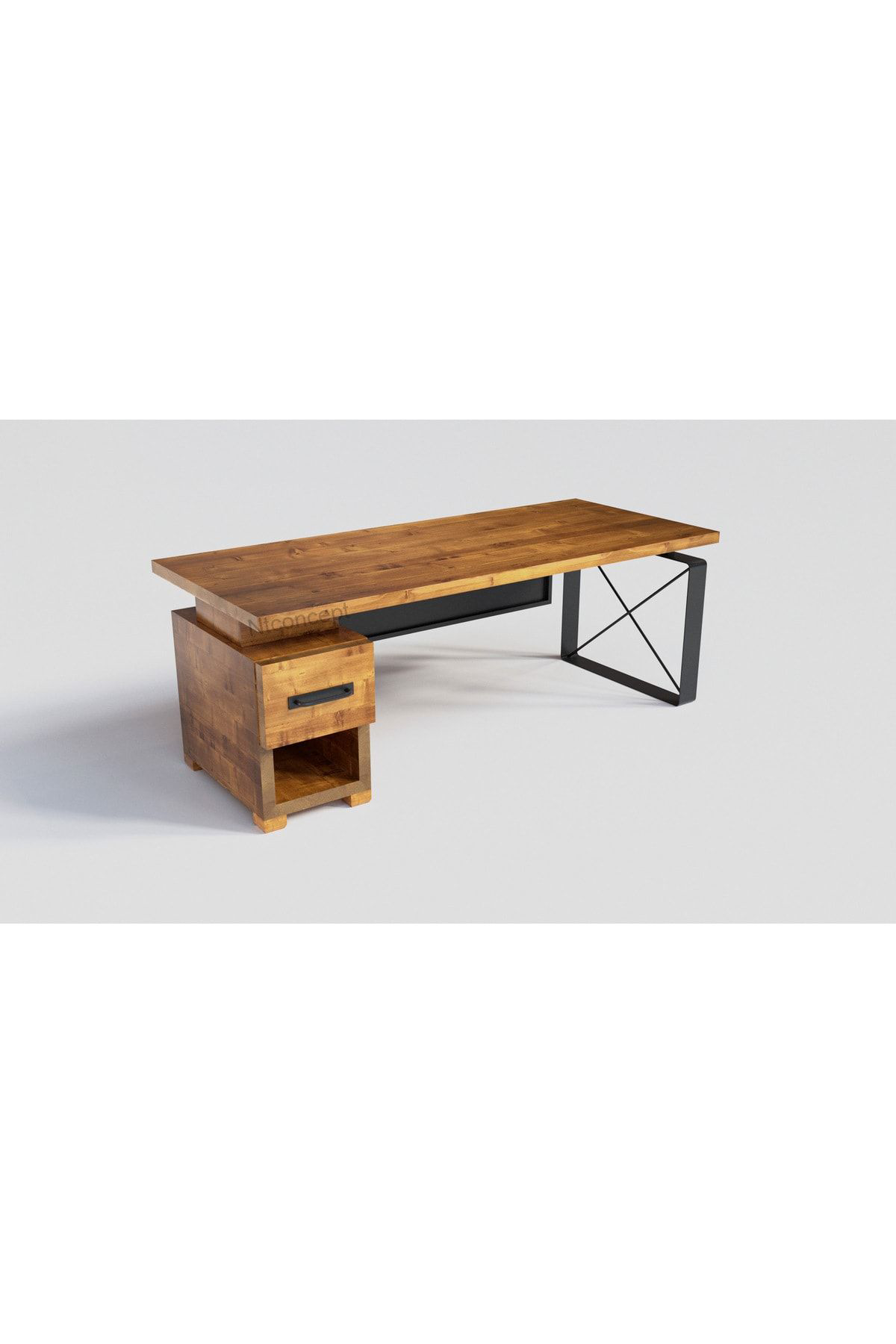 Nt Concept Doğal Ahşap Kesonlu Ofis Masasi(100Cm-240Cm-H76cm)