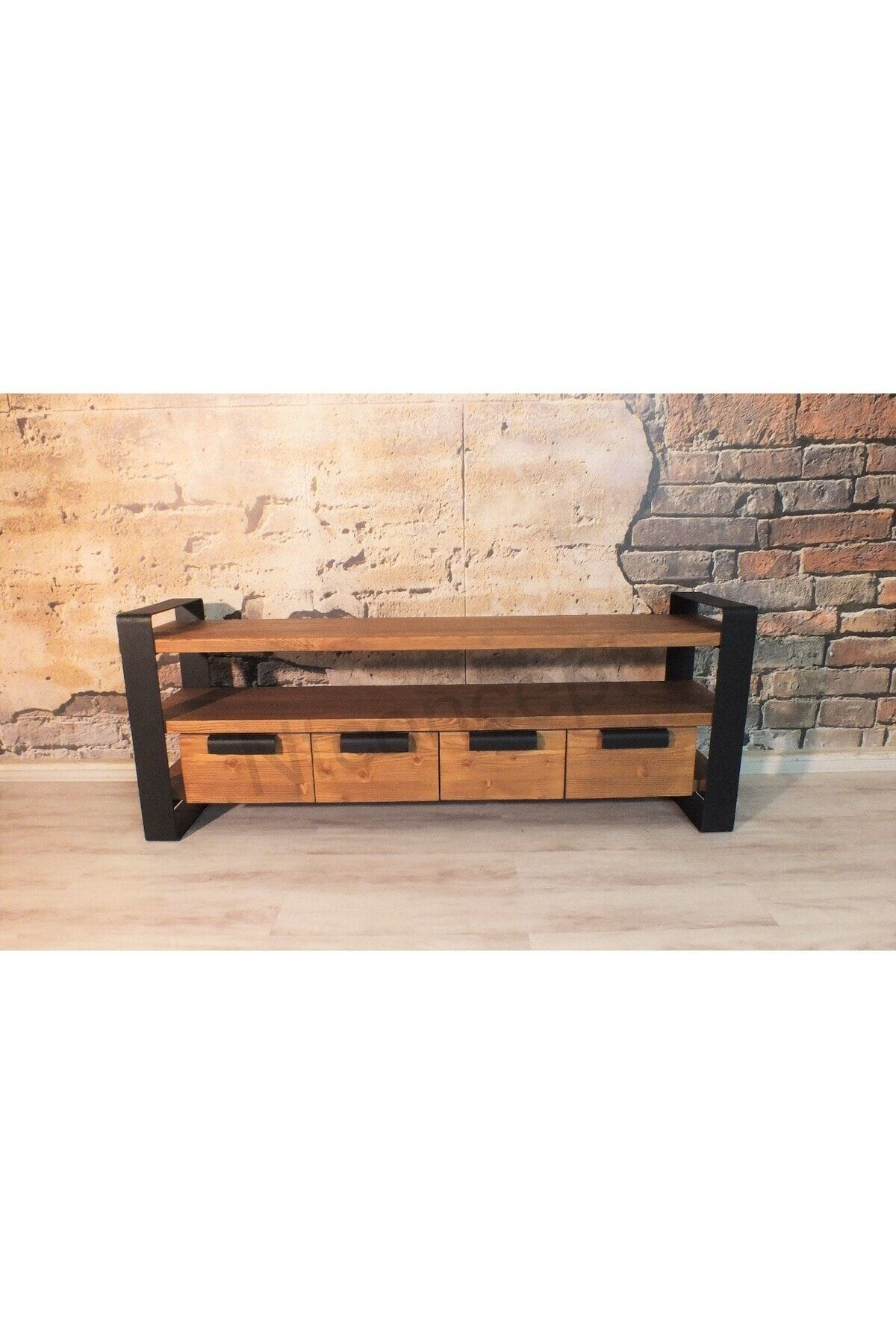 Nt Concept Doğal Ahşap Tv Stand(Uzunluk 240Cm-Yükseklik 60Cm-Derinlik 41Cm)