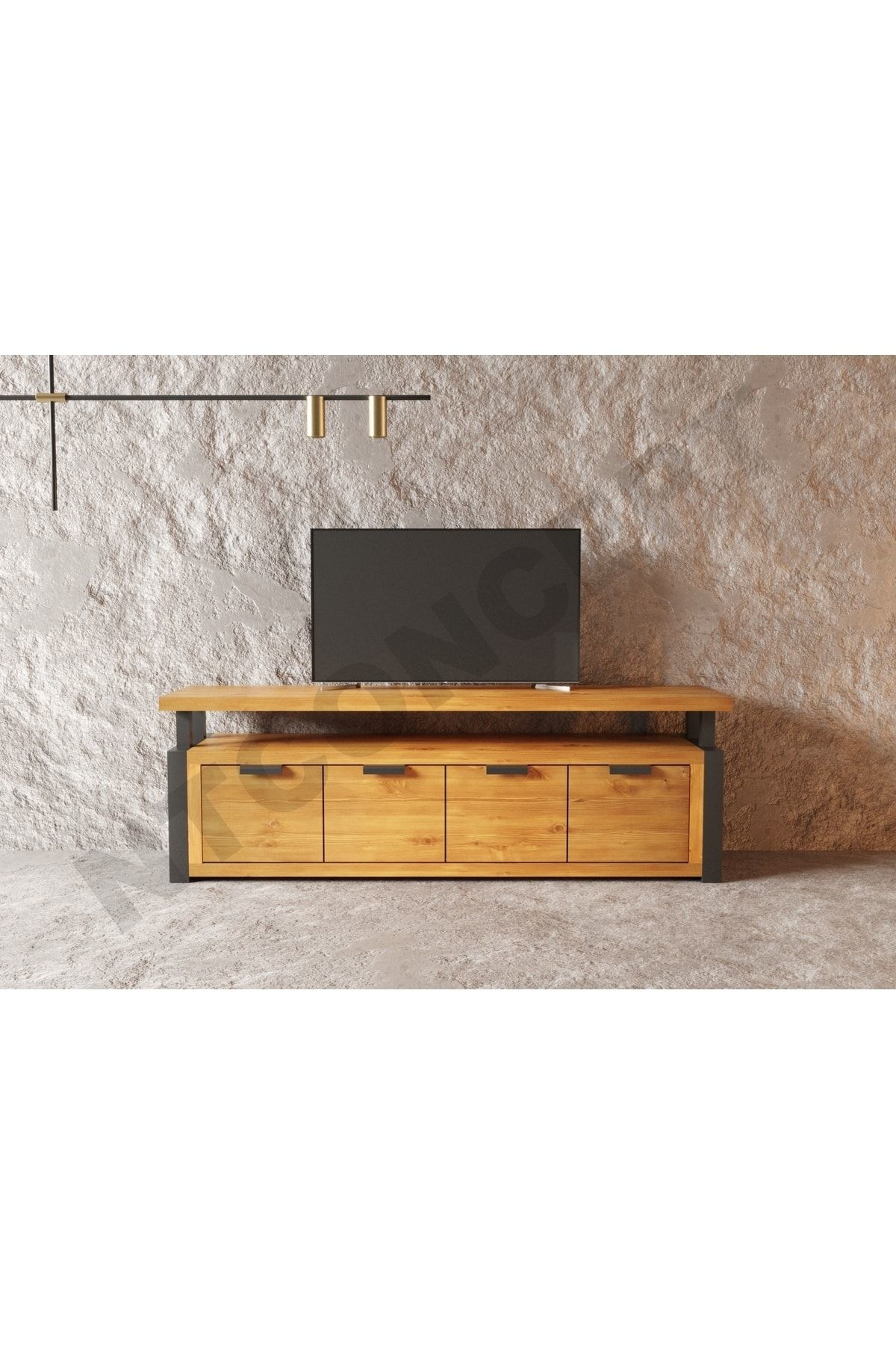 Nt Concept Doğal Ahşap Tv Stand(Uzunluk 140Cm-Yükseklik 60Cm-Derinlik 41Cm)