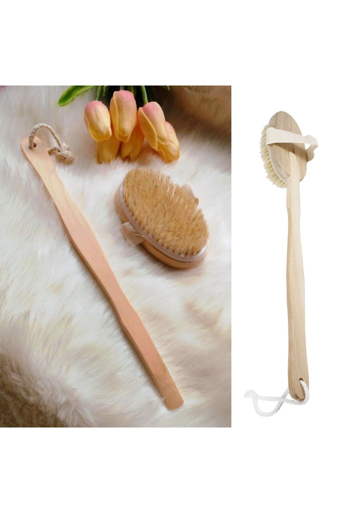 Ok Aksesuar Doğal At Kili Selülit Karşiti Sapi Çikabilen Ahşap Banyo Firçasi