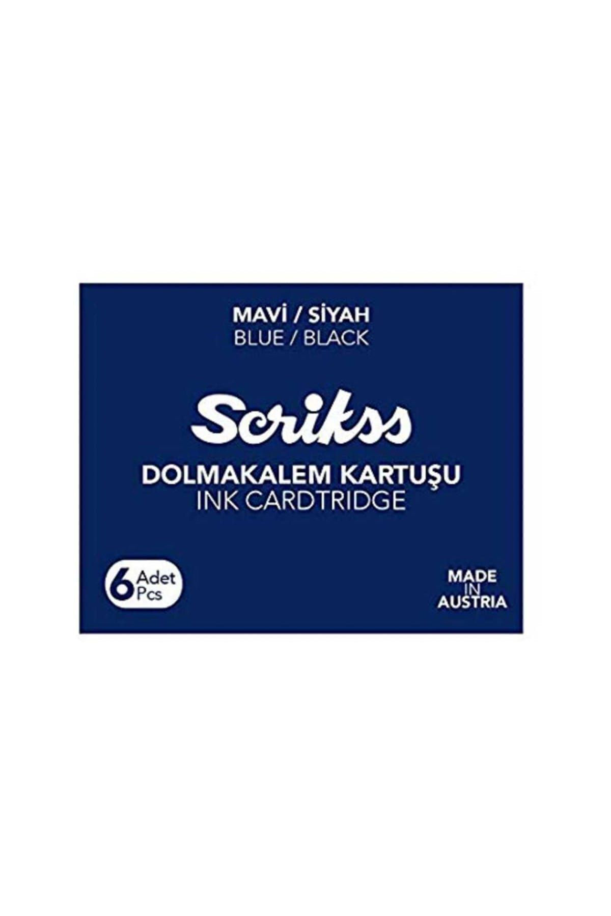 Scrikss Dolma Kalem Kartuşu Mavi Siyah 6'Li Paket