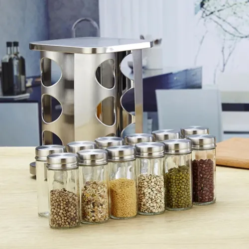 Dönen Baharat Standı 12 Şişeli Paslanmaz Çelik Gövdeli 360° Döner