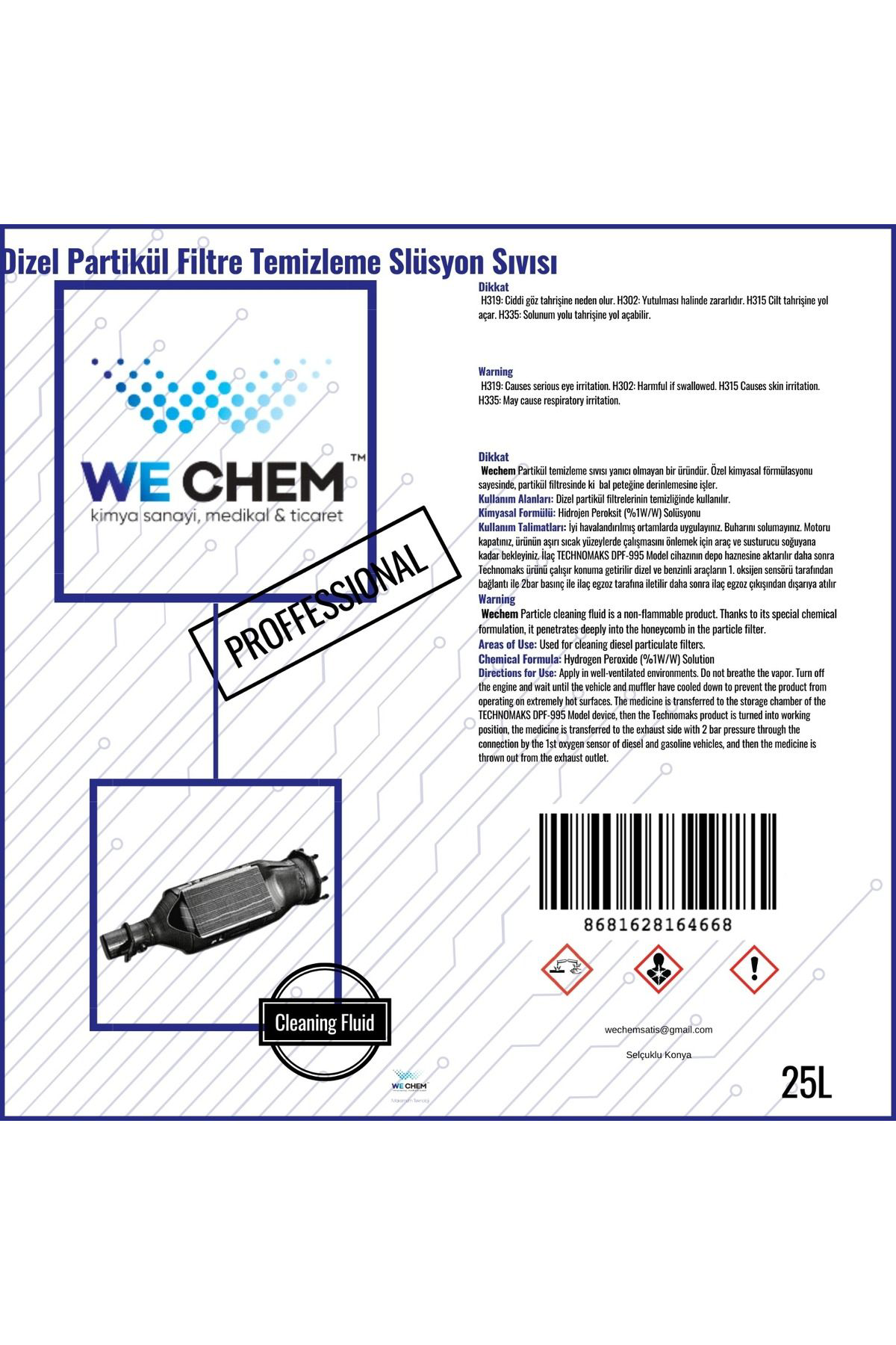 We Chem Dpf Partikül Temizleme Dizel Filtre Temizleme Slüsyon Sivisi 25 L