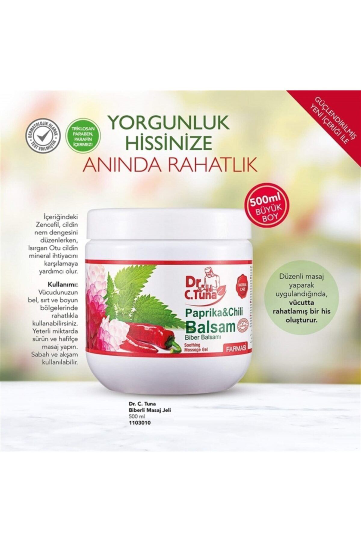 Farmasi Dr. C.Tuna Çift Etkili Biberli Balsam Masaj Jeli 500 Ml