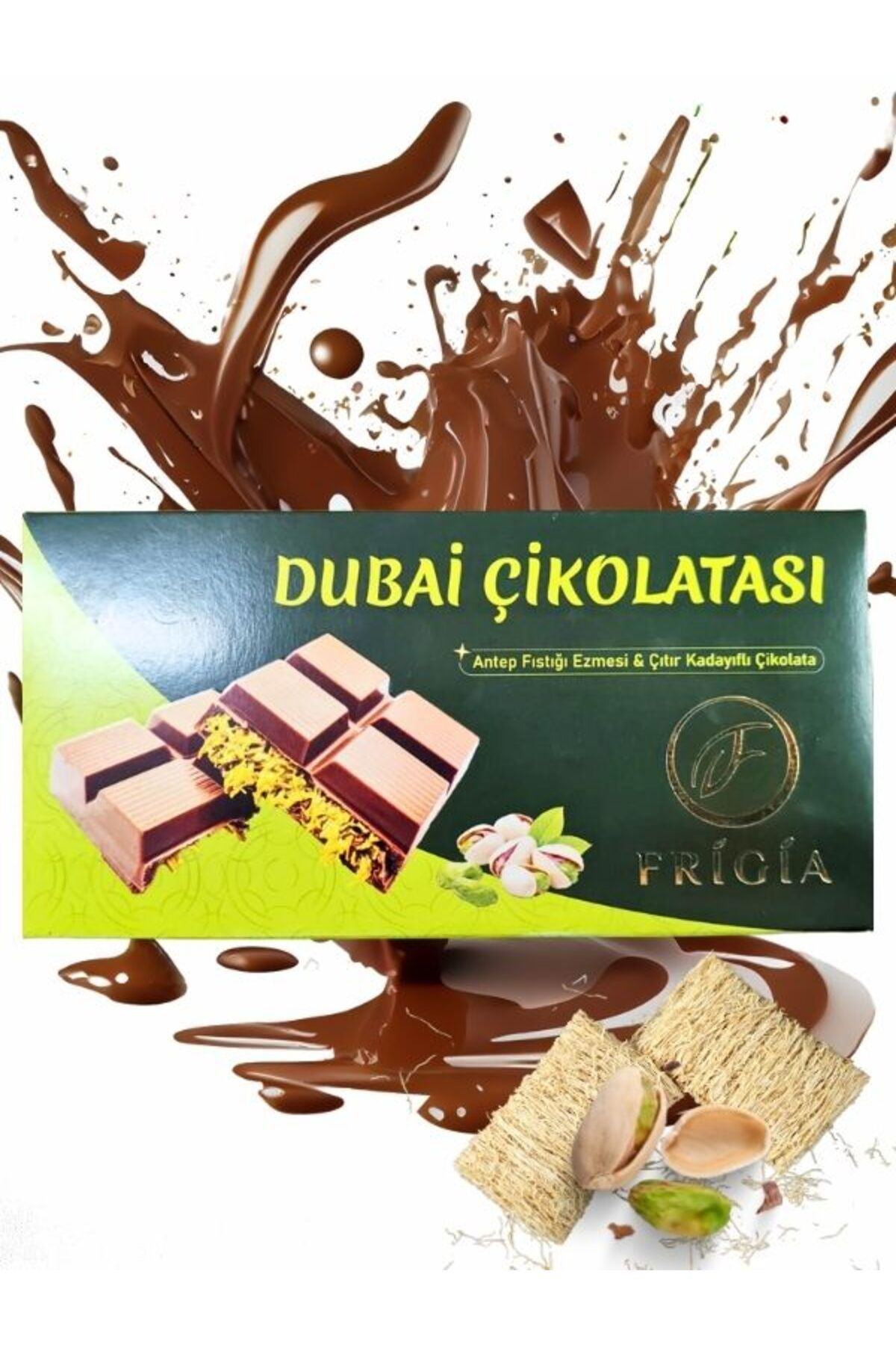 Aleyna Baharat Dubai Çikolatasi Antep Fistikli Çitir Kadayifli Çikolata 200 Gr 3