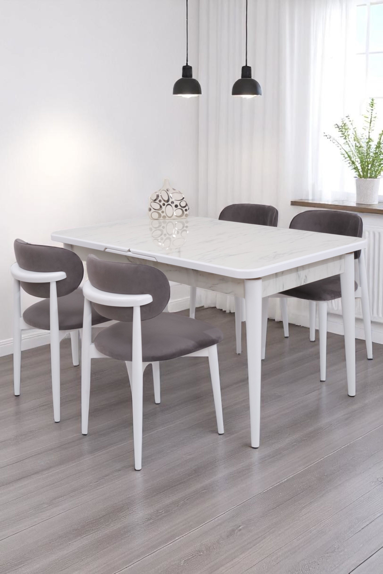 Erezogullari Mobilya Duru Norte Mdf Lak Panel Açilir Yemek Masa Takimi 90X160