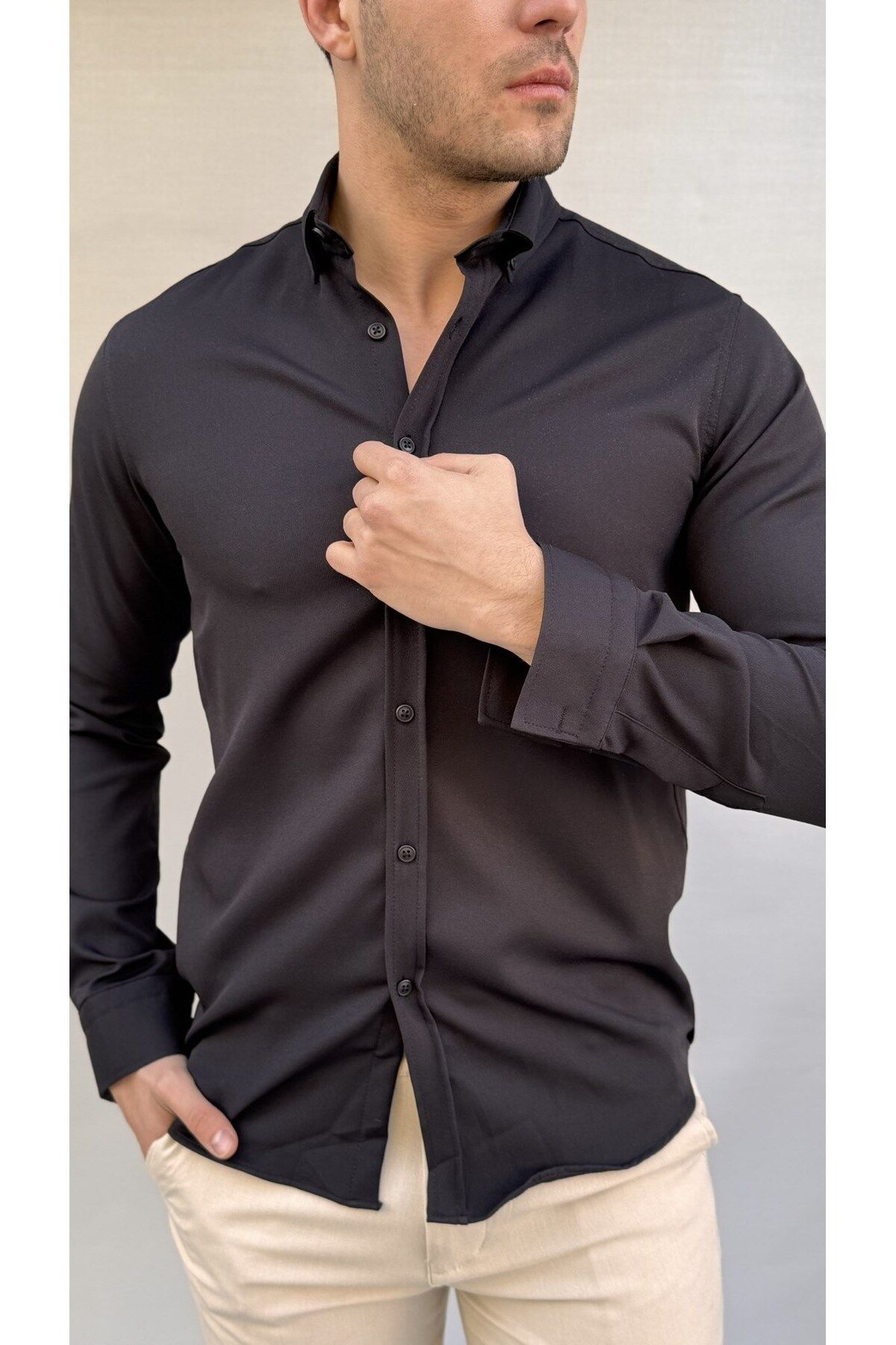 Casualmen32 Düz Slim Fit Gömlek
