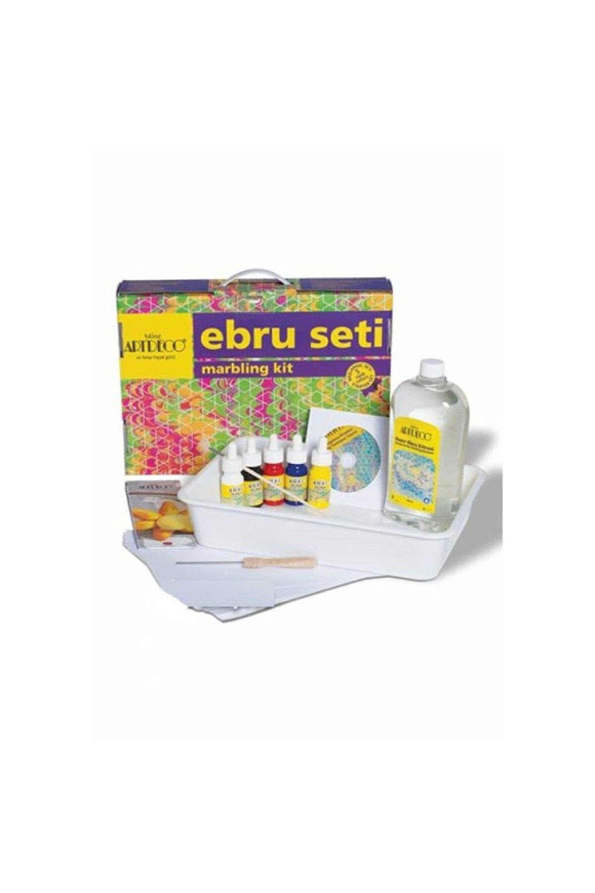 Artdeco Ebru Boyasi Seti 5 Renk X 30 Ml Başlangiç Seti (A4 Tekneli) Y-016