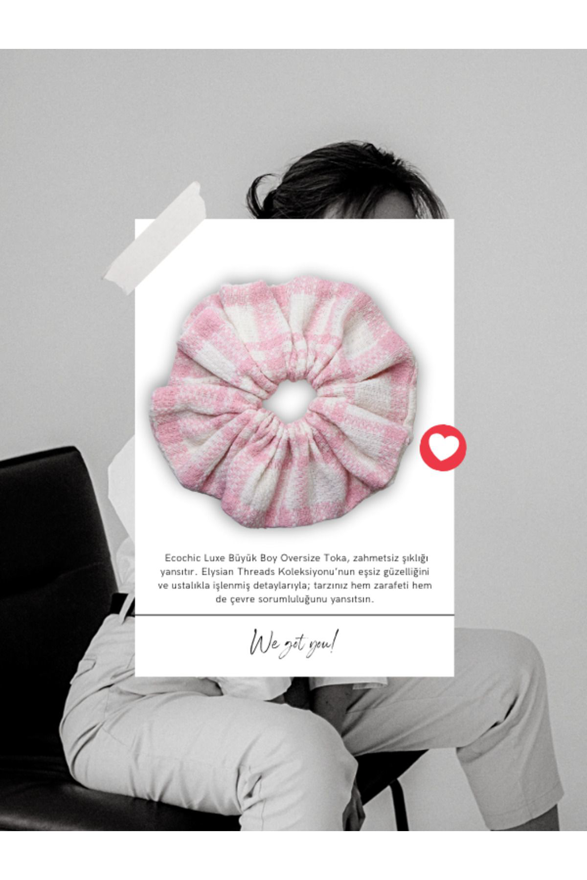 Kaynites Ecochic Luxe Grande Oversized Scrunchie Pink Cosmos And White 