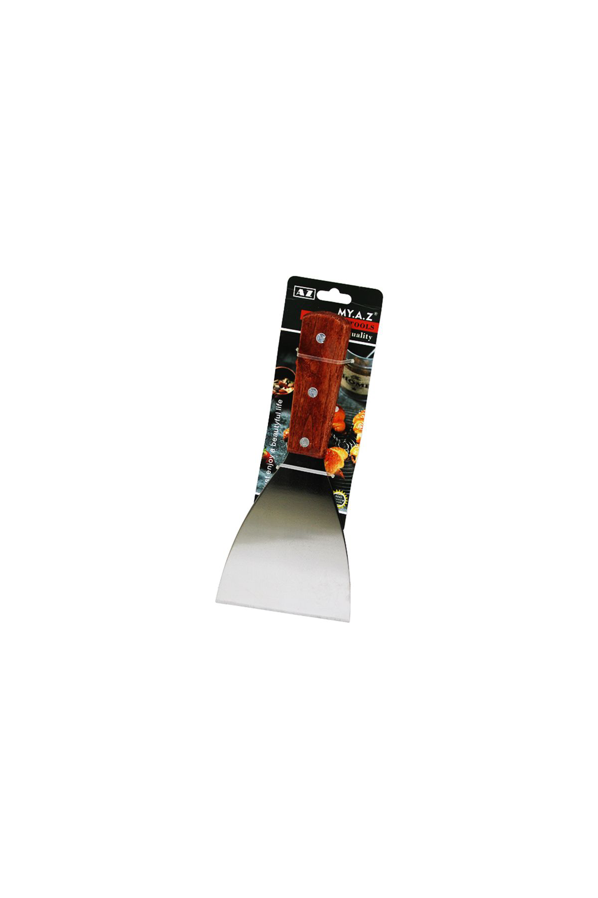Go İthalat Eğik Ağizli Metal Spatula - Ahşap Sapli (4767)