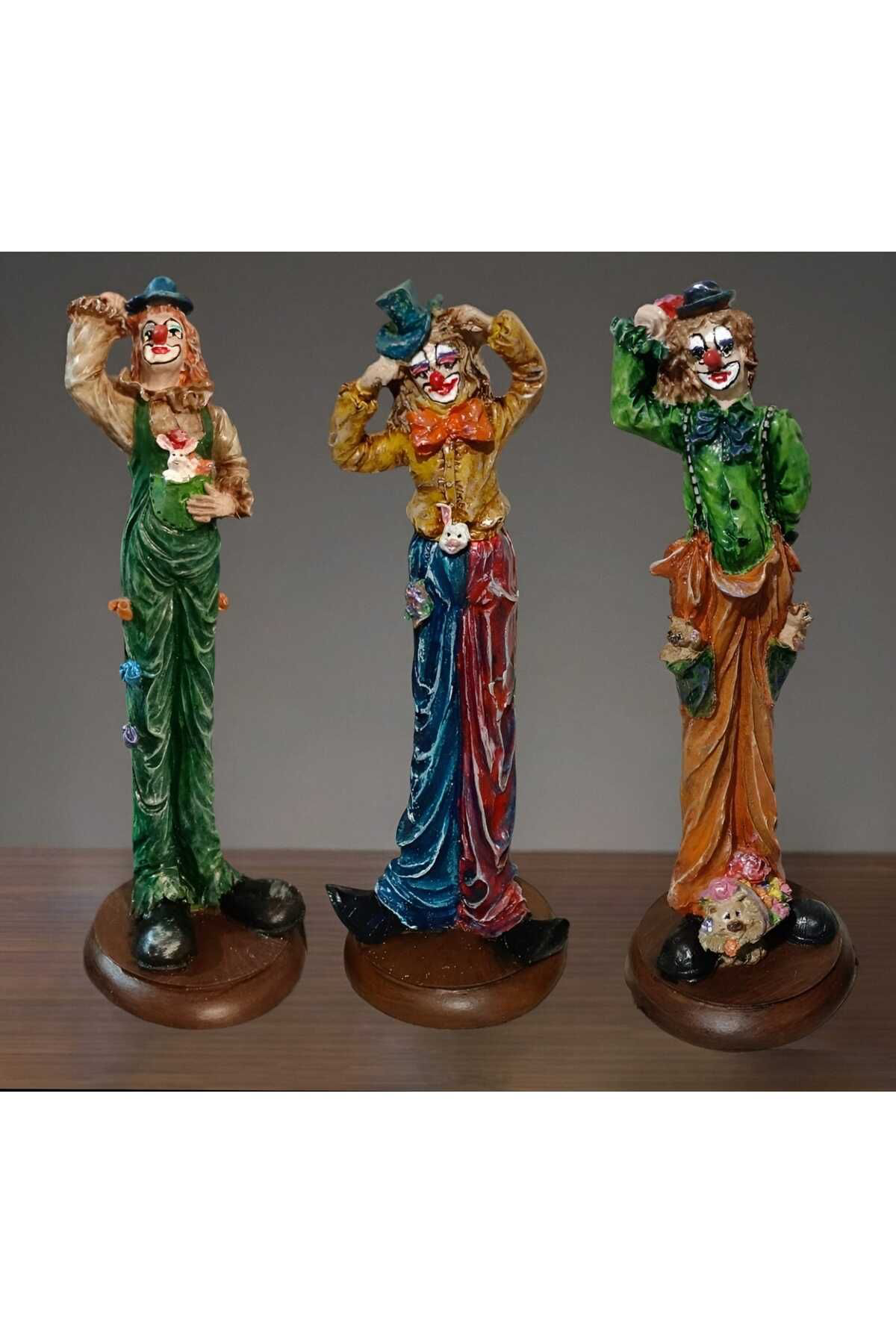 Dodemert Home Eğlenceli Palyaçolar Dekoratif Polyester Biblo 3Lü