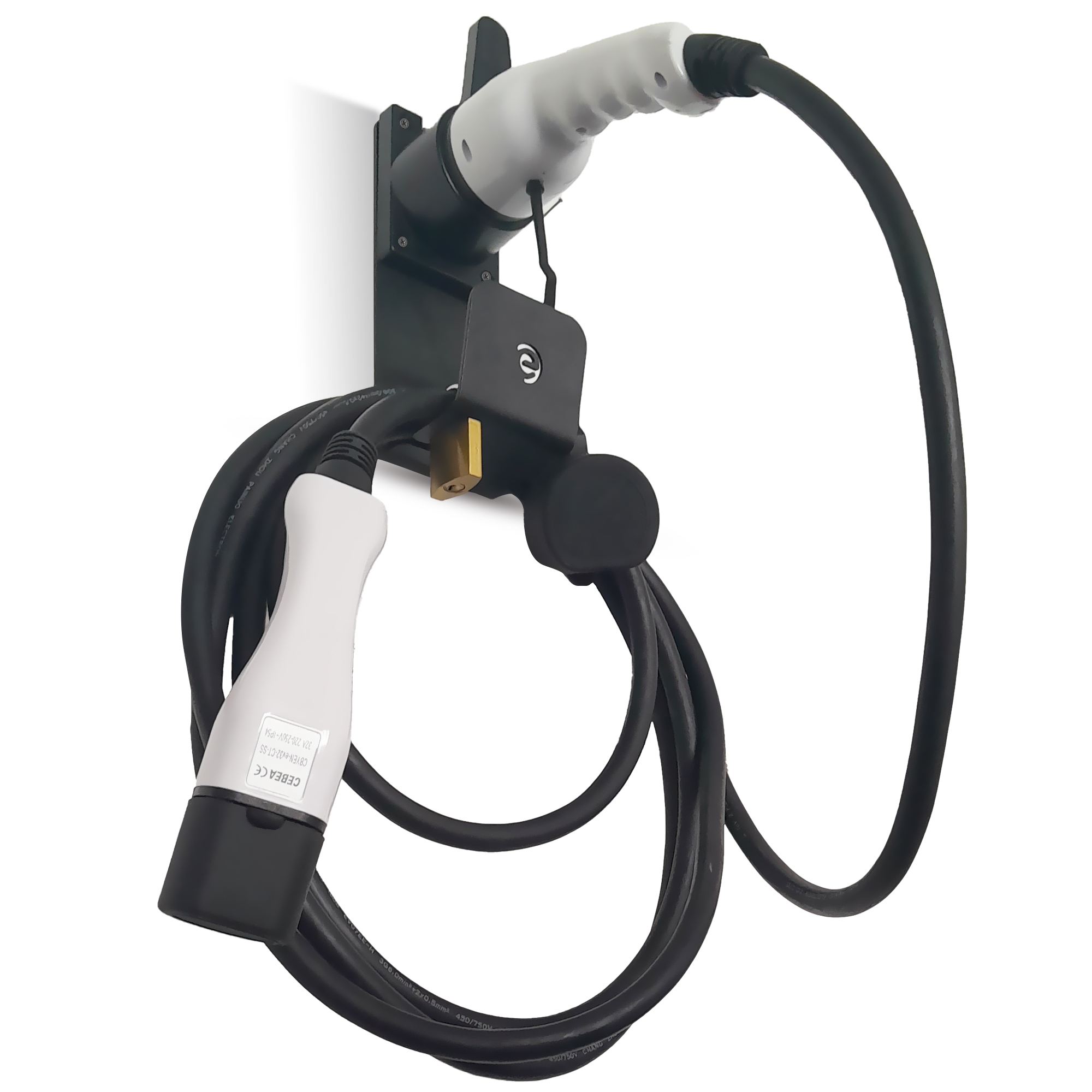 Egnio  Tip 2 Ev Elektrikli Araba İçin Asma Kilit Kilitlenebilir Duvara Montaj Tutucu Siyah