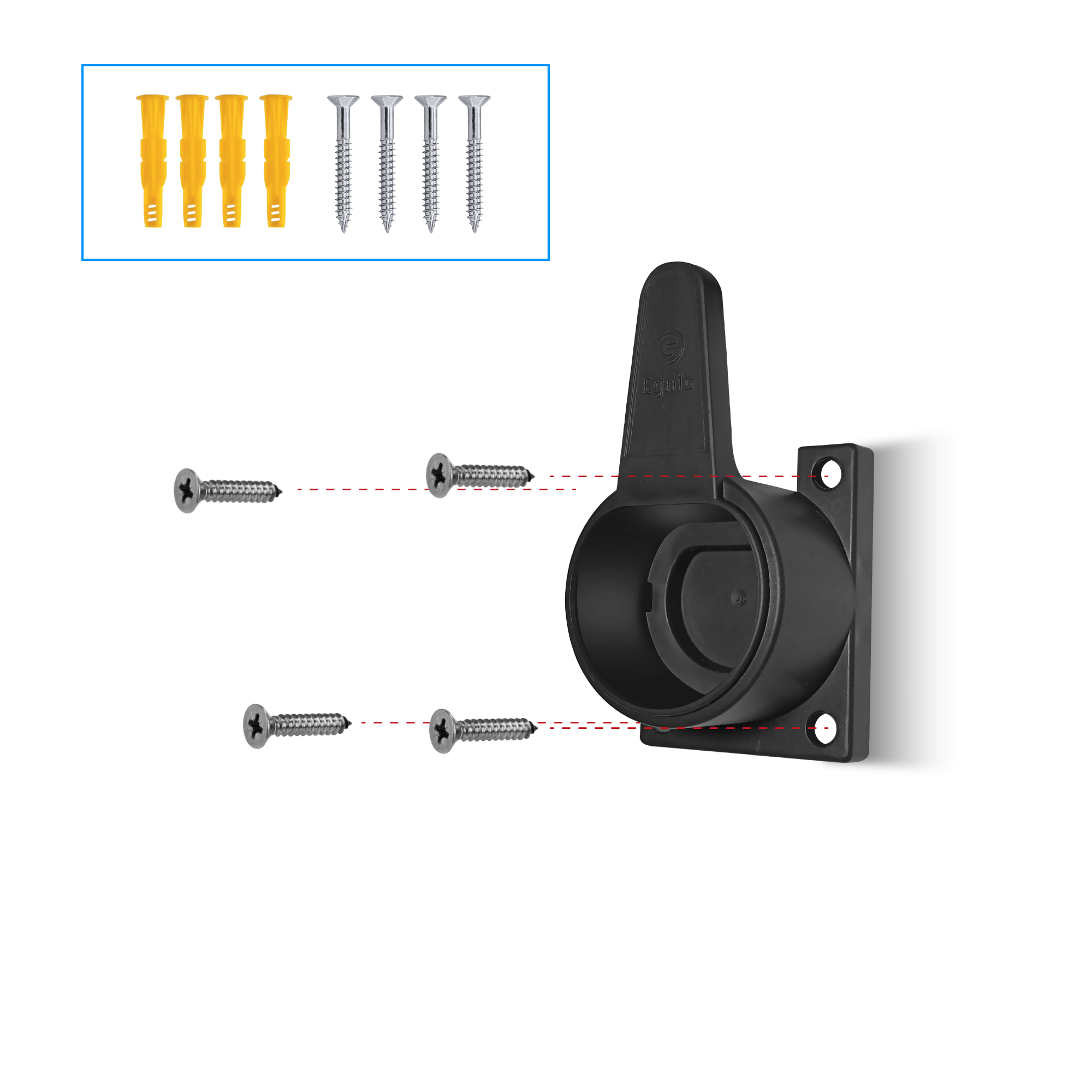 Egnio  Type2 Ev Holder''black'' / Elektrikli Araç Tip2 Soket Uyumlu Kablo Toparlayici''siyah''