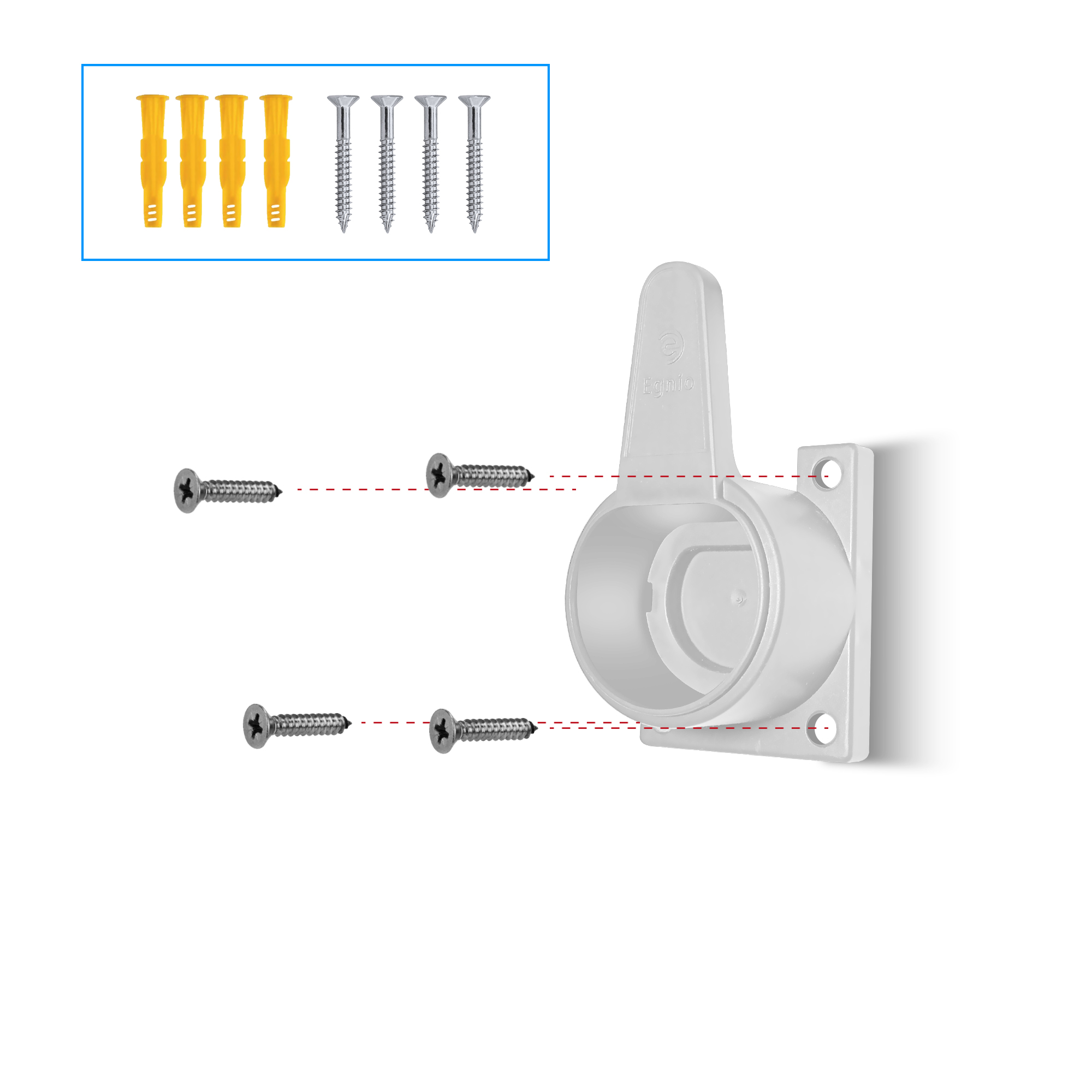 Egnio  Type2 Ev Holder''white'' / Elektrikli Araç Tip2 Soket Uyumlu Kablo Toparlayici''beyaz''