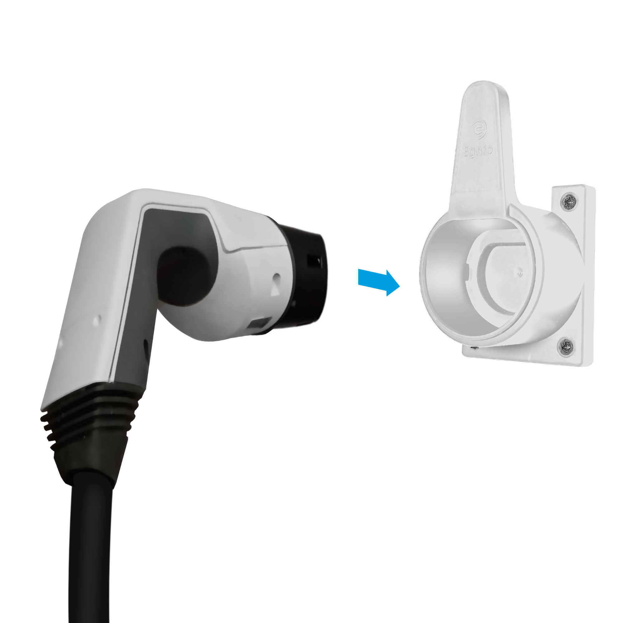 Egnio  Type2 Ev Holder''white'' / Elektrikli Araç Tip2 Soket Uyumlu Kablo Toparlayici''beyaz''