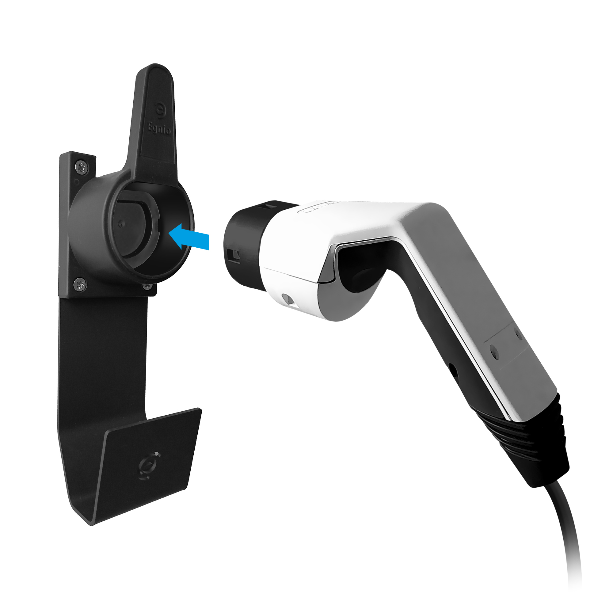 Egnio  Type2 Ev Hanger / Elektrikli Araç Tip2 Soket Uyumlu Kablo Toparlayici Ve Metal Aski ''Siyah''