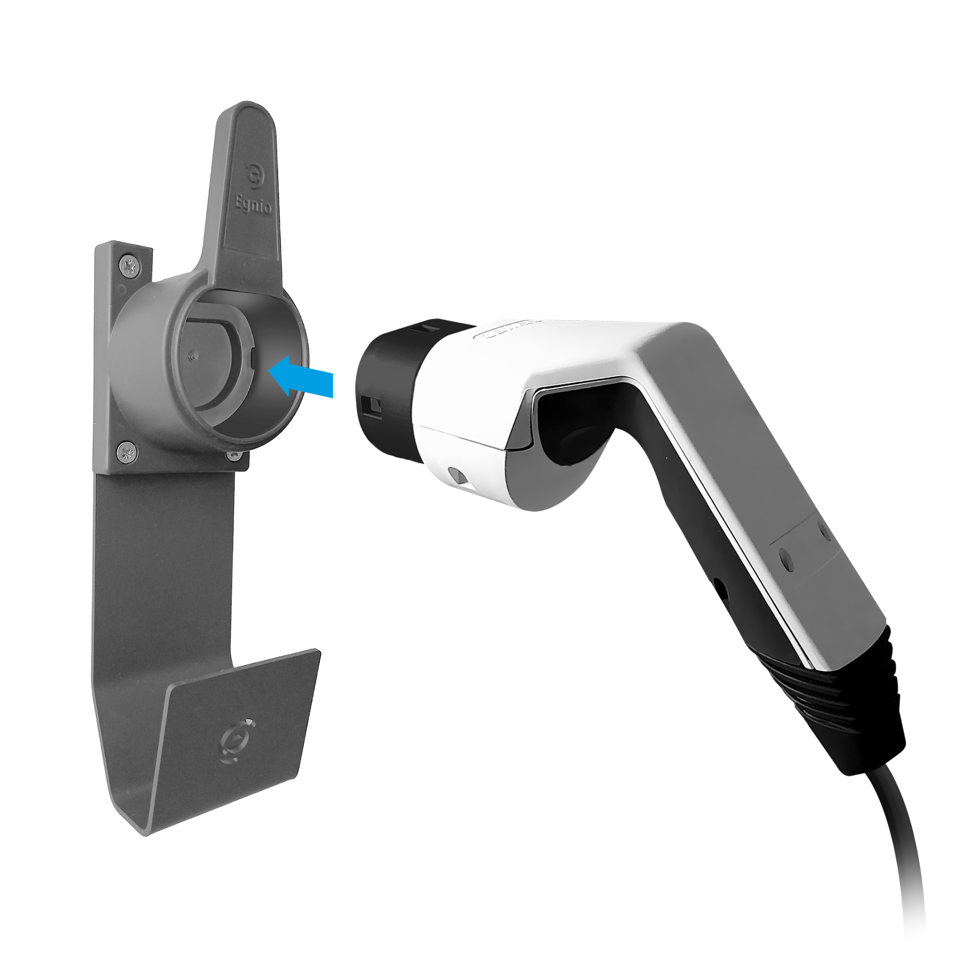 Egnio  Type2 Ev Elektrikli Araç Tip2 Soket Uyumlu Kablo Toparlayici Ve Metal Aski''gri''