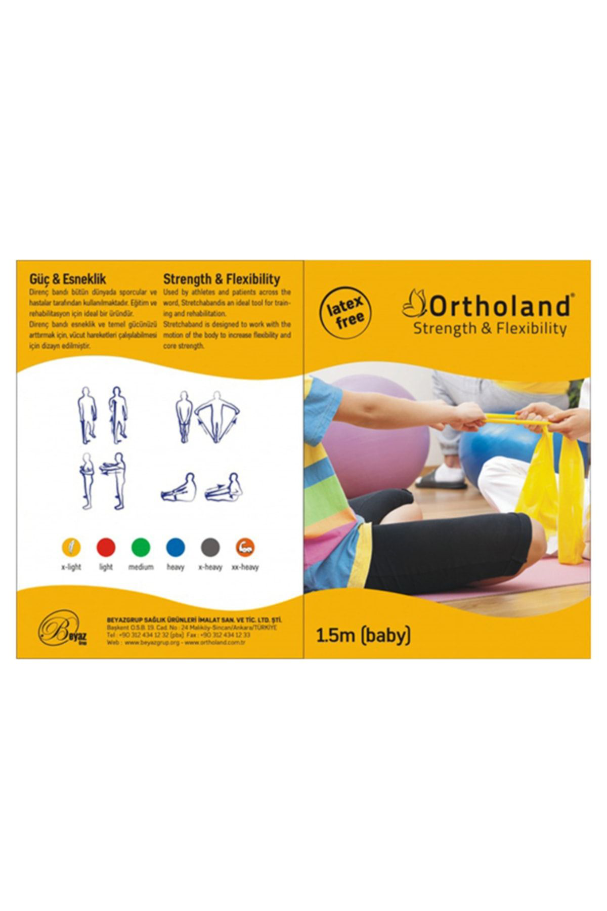 Ortholand Egzersiz Bandi 1.5 Metre / Sari / Hafif