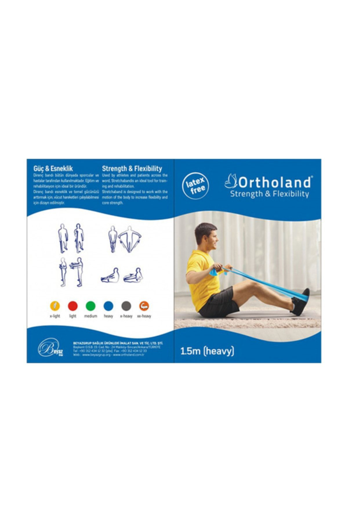 Ortholand Egzersiz Bandi 1.5M / Mavi / Sert