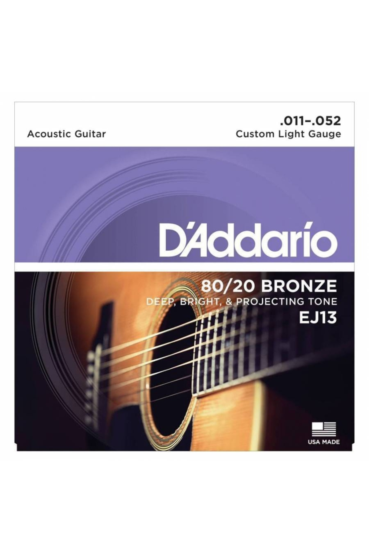 Daddario Ej13 Akustik Gitar Tel Seti, 80/20 Bronz Custom Light G