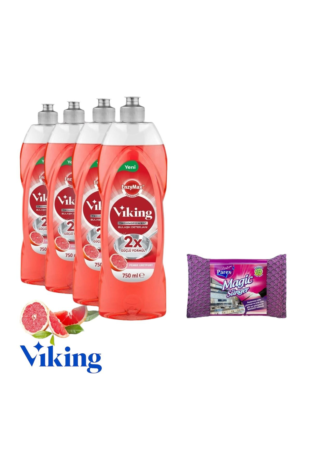 Viking Elde Bulaşik Yikama Deterjani Pembe Greyfurt 4 Adet