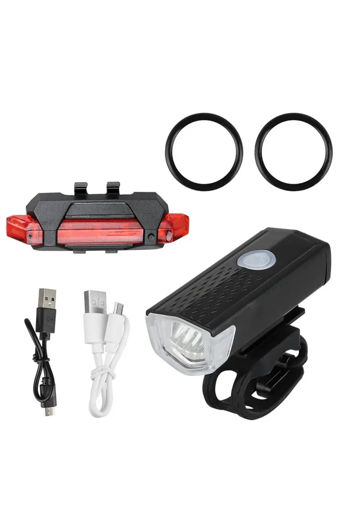 1 Company Eldrive Su Geçirmez Usb Şarj Led Bisiklet Scooter Ön Far Arka İşik Lambasi İşik Seti Bisiklet Far