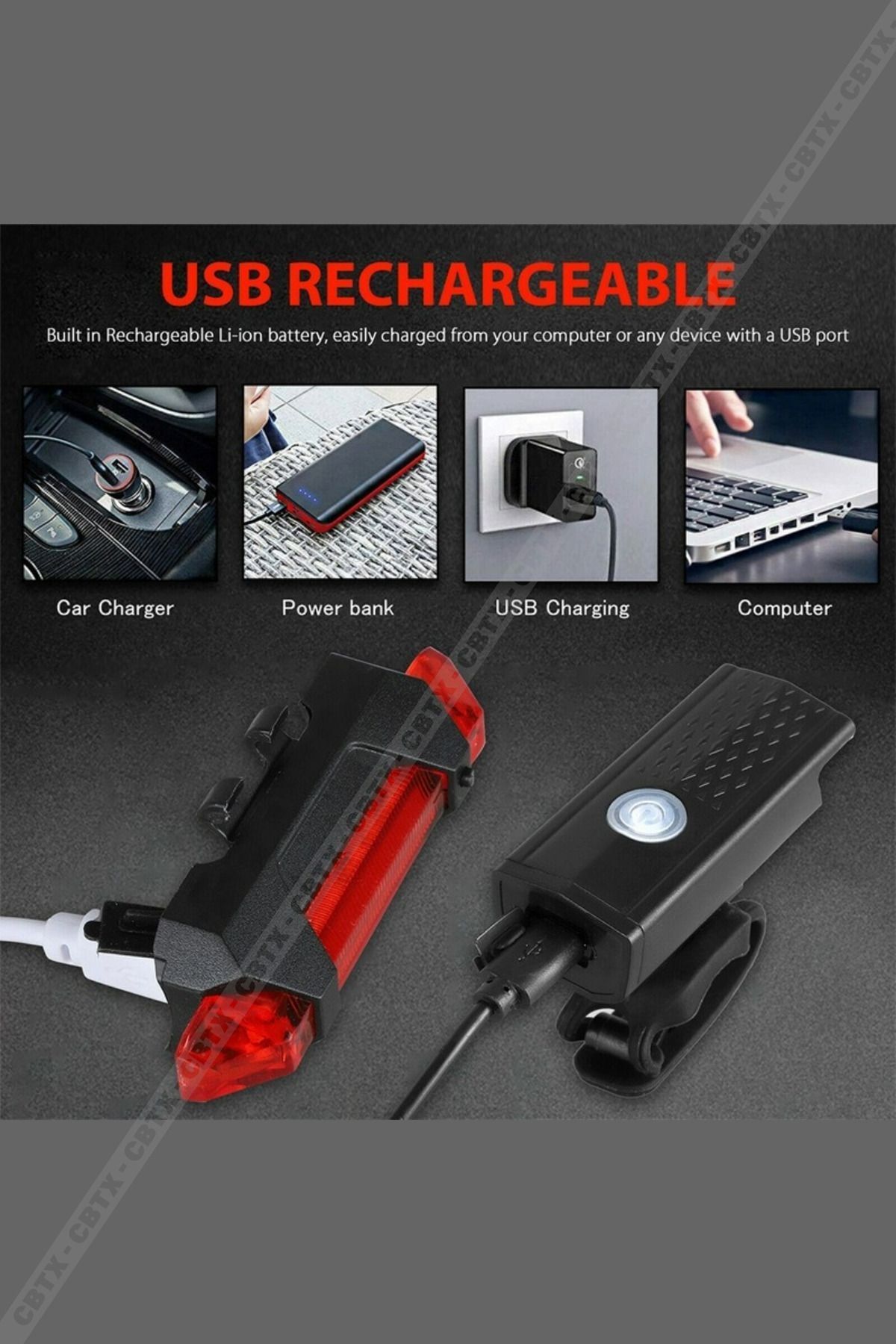 1 Company Eldrive Usb Şarj Edilebilir Led Bisiklet Far Ön İşik Kuyruk Lambasi