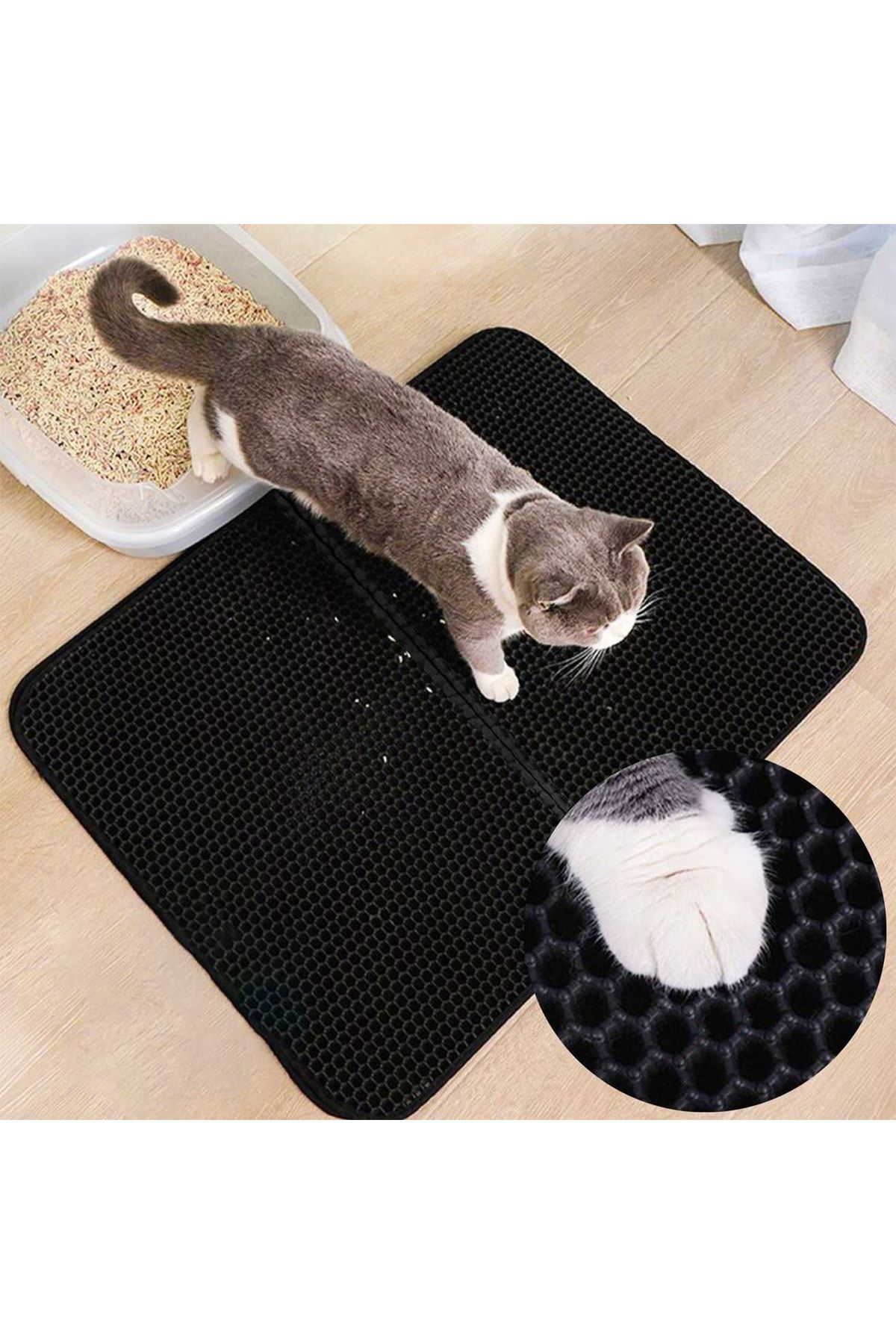 K&A Elekli Kedi Tuvalet Önü Paspasi - Siyah