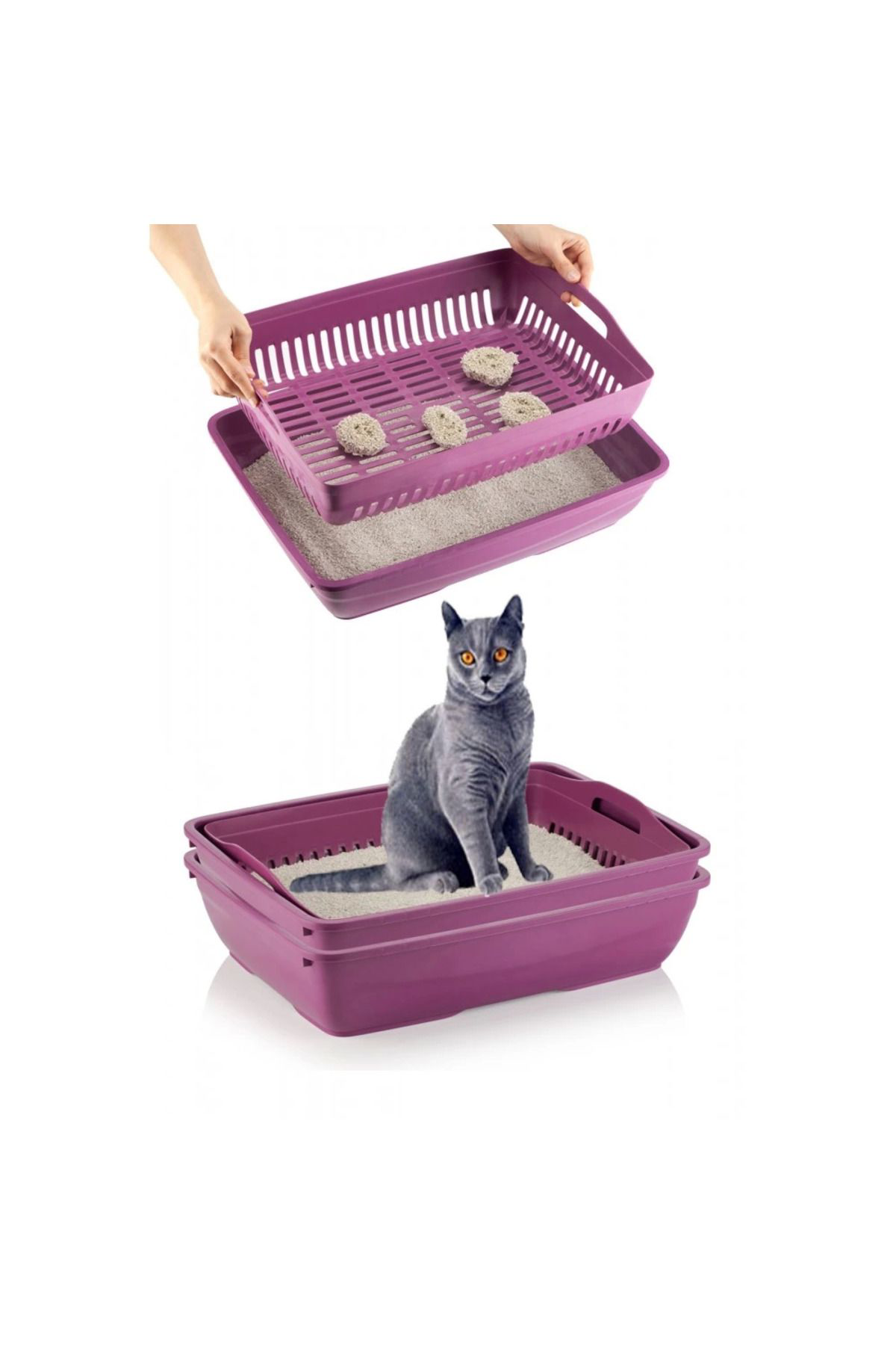 Cexos Elekli Kedi Tuvaleti Bordo - Cbt8015-7103