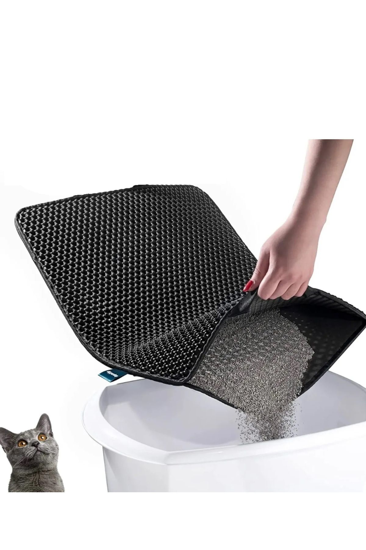 K&A Elekli Kedi Tuvalet Önü Paspasi - Siyah