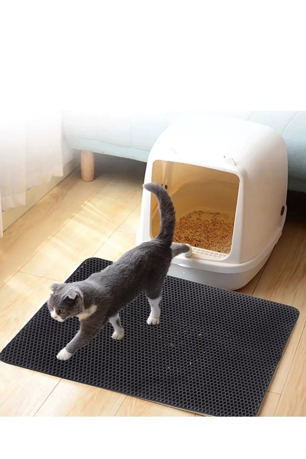 K&A Elekli Kedi Tuvalet Önü Paspasi - Siyah