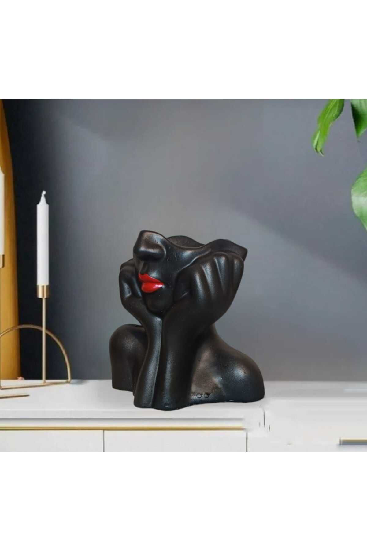 Dodemert Home Eli Yüzünde Kirmizi Siyah Kiz Polyester Saksi & Vazo